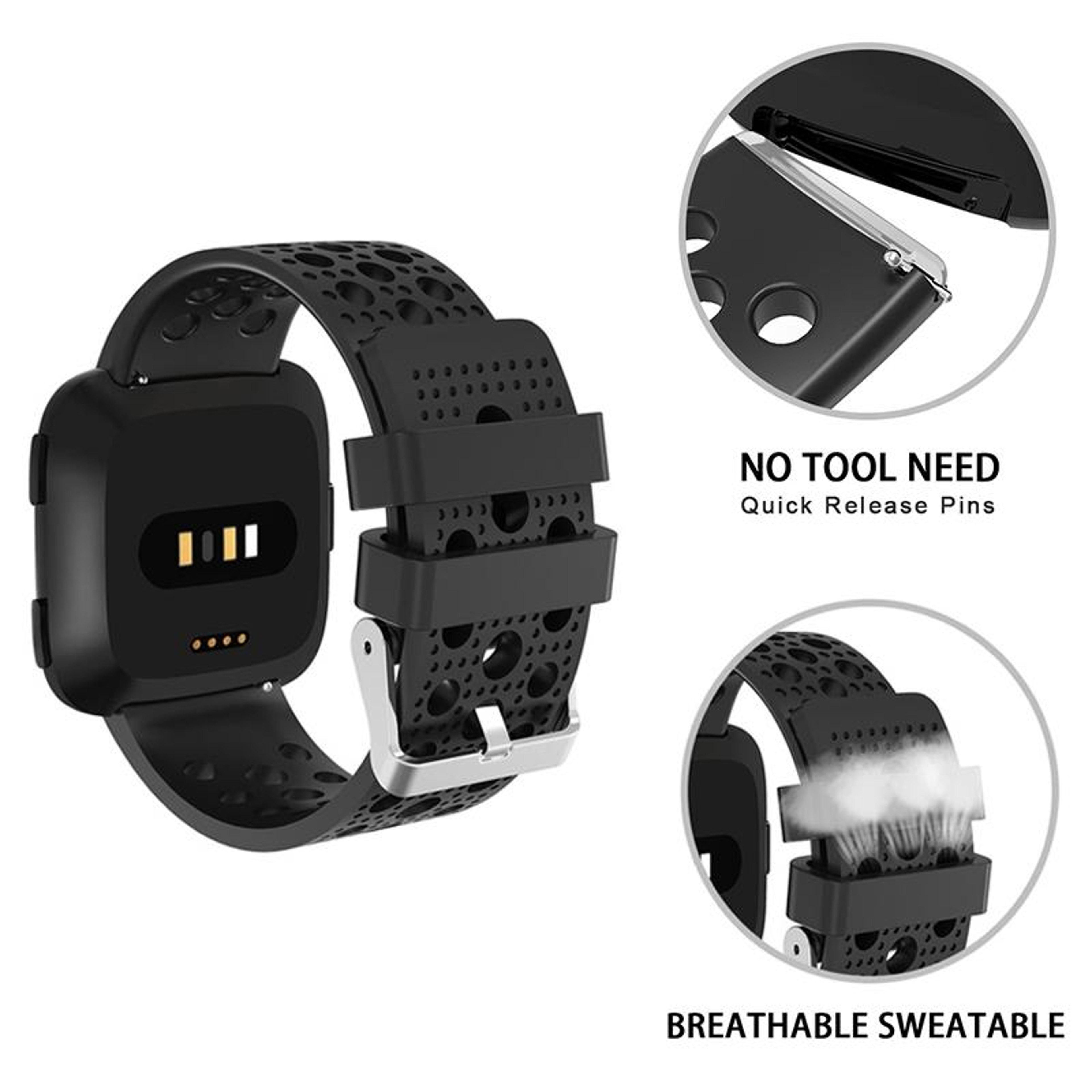 Fitbit Versa Silicone Watch Band Breathable Sport Replacement Strap With Venting Holes 1
