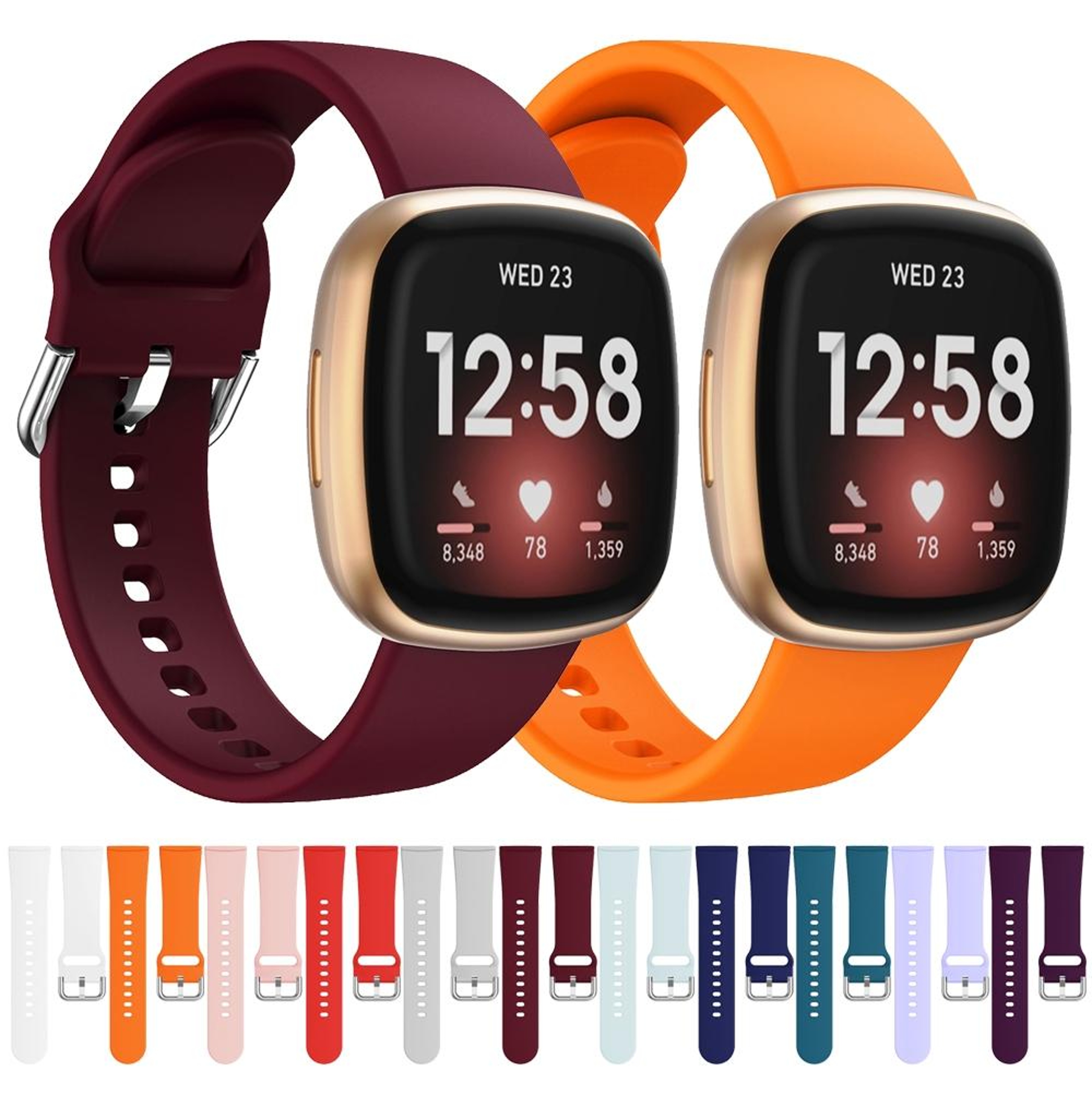 Fitbit Versa 3 Silicone Watch Band Soft Adjustable Replacement Sport Strap 9