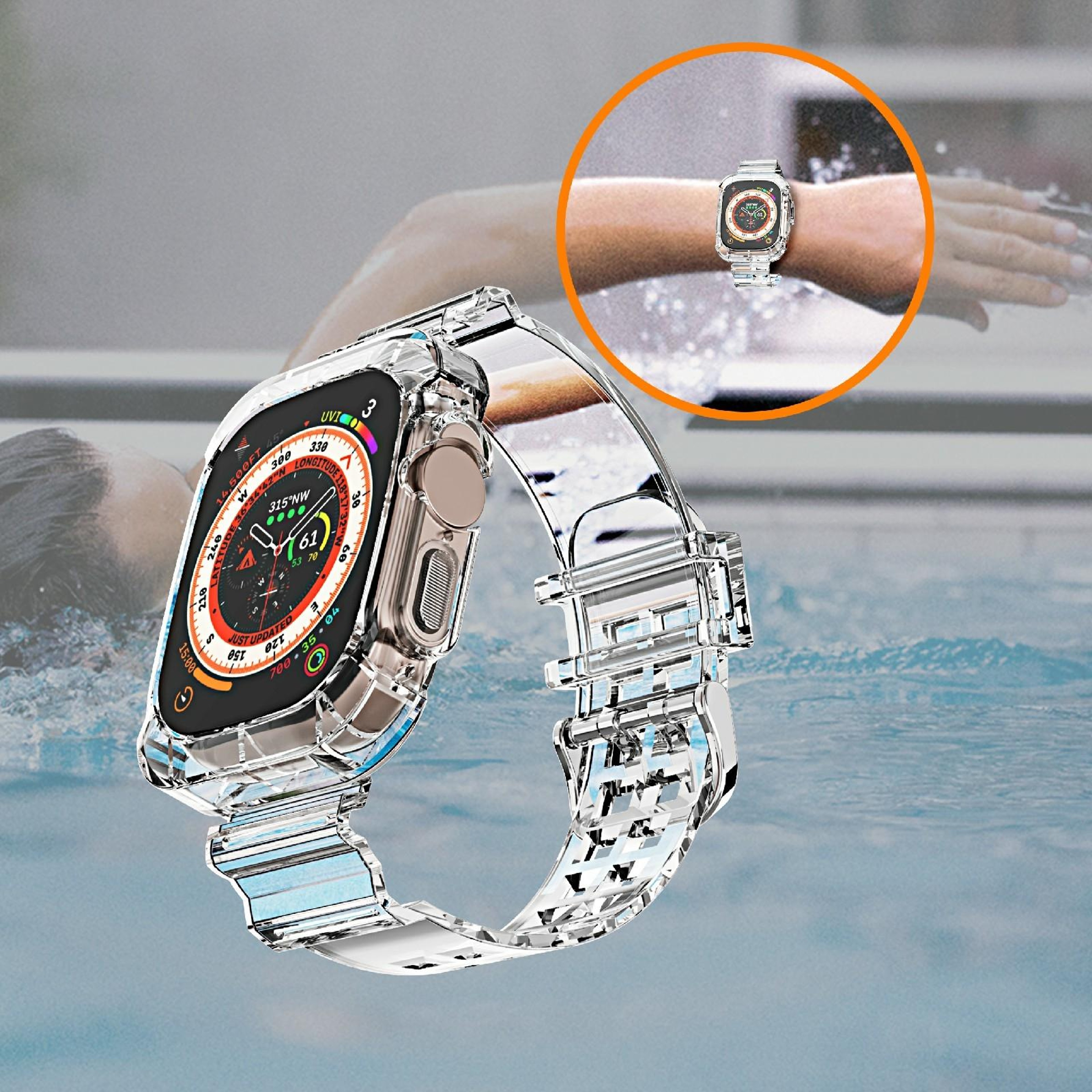 Glacier Apple Watch Ultra Band Transparent TPU Protective Replacement Watch Strap 5