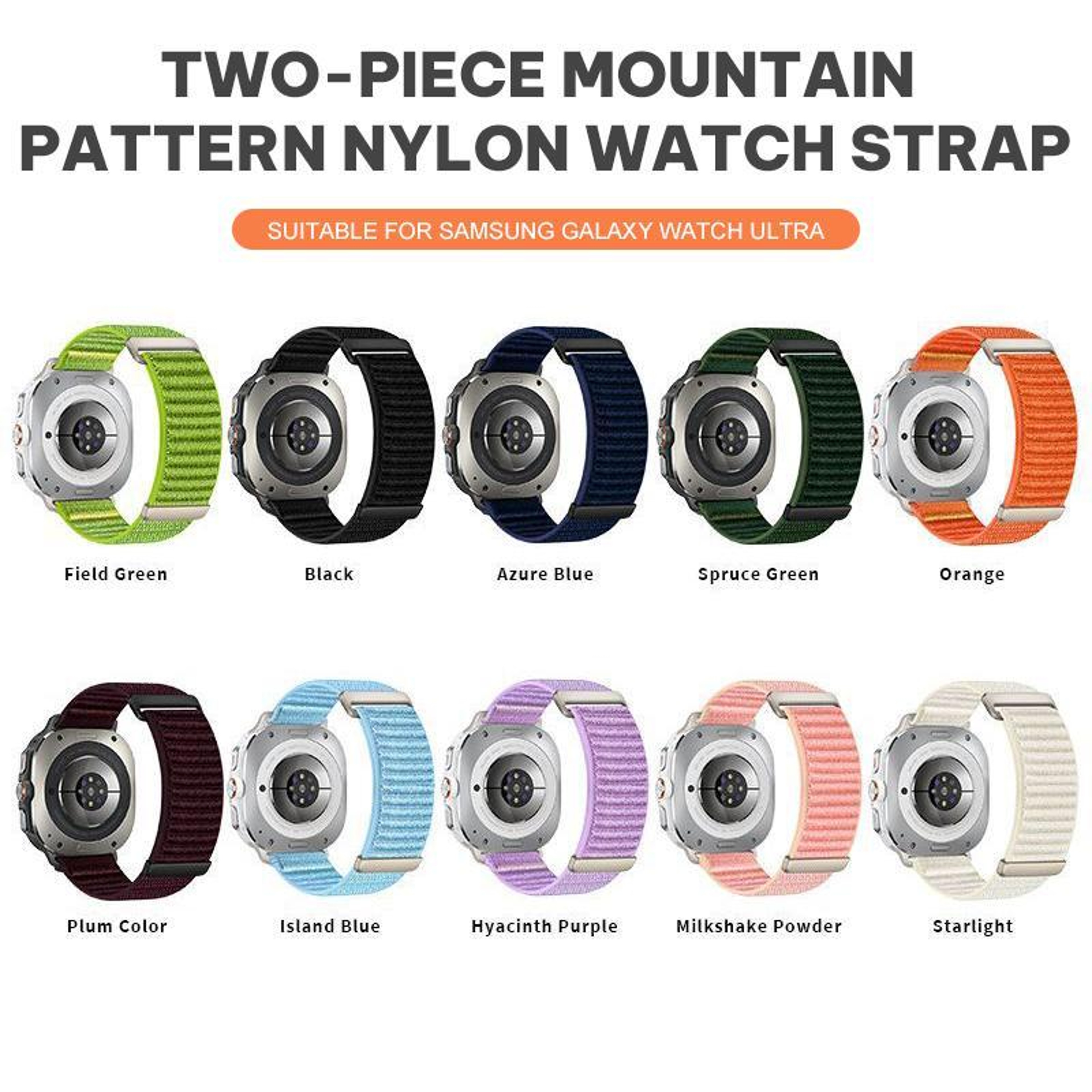 XDfind Samsung Galaxy Watch Ultra Band Adjustable Nylon Watch Band With Mountain Pattern 3