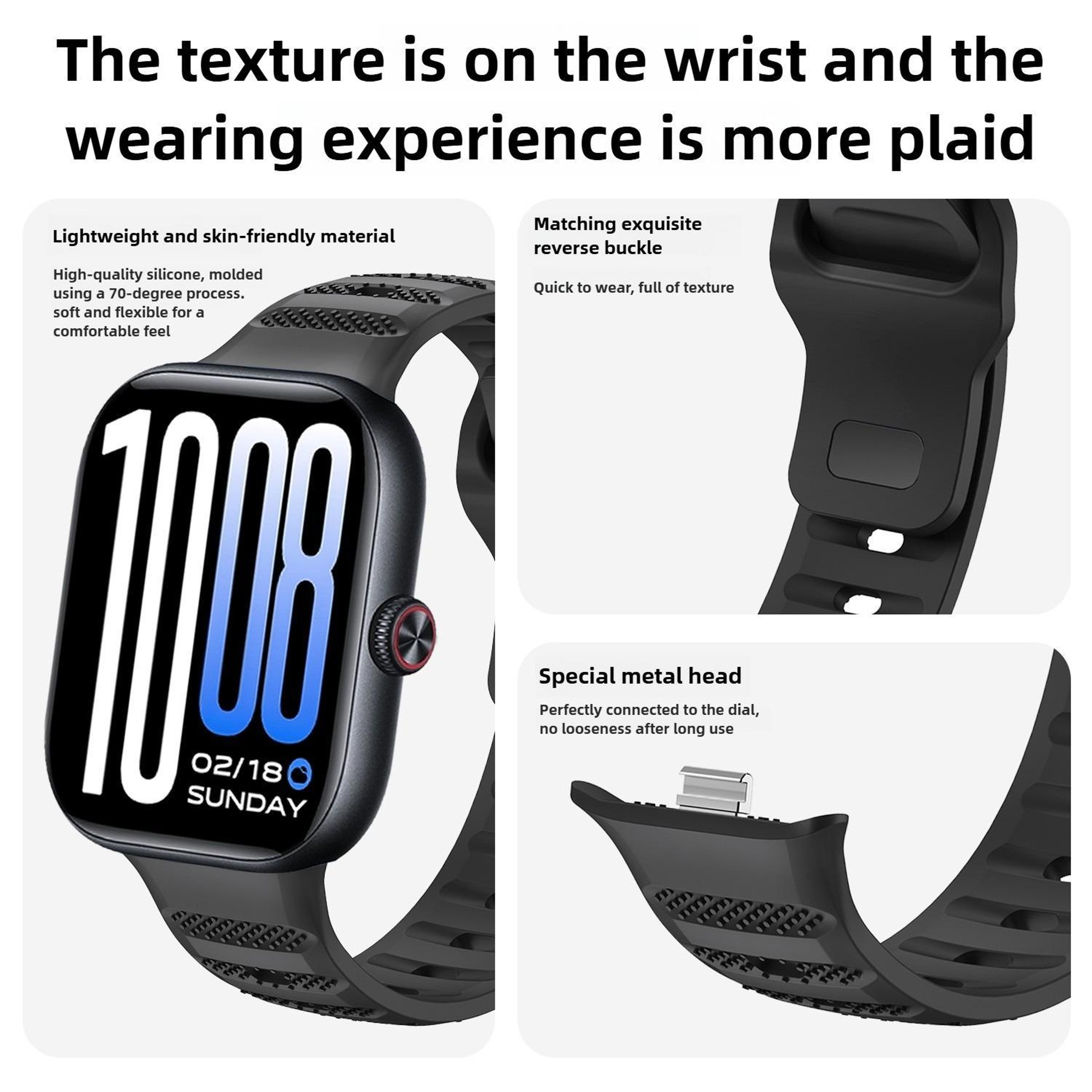Silicone Watch Band For Vivo Watch GT 2  IQOO Watch GT 2 With Reverse Buckle And Dots Texture 7