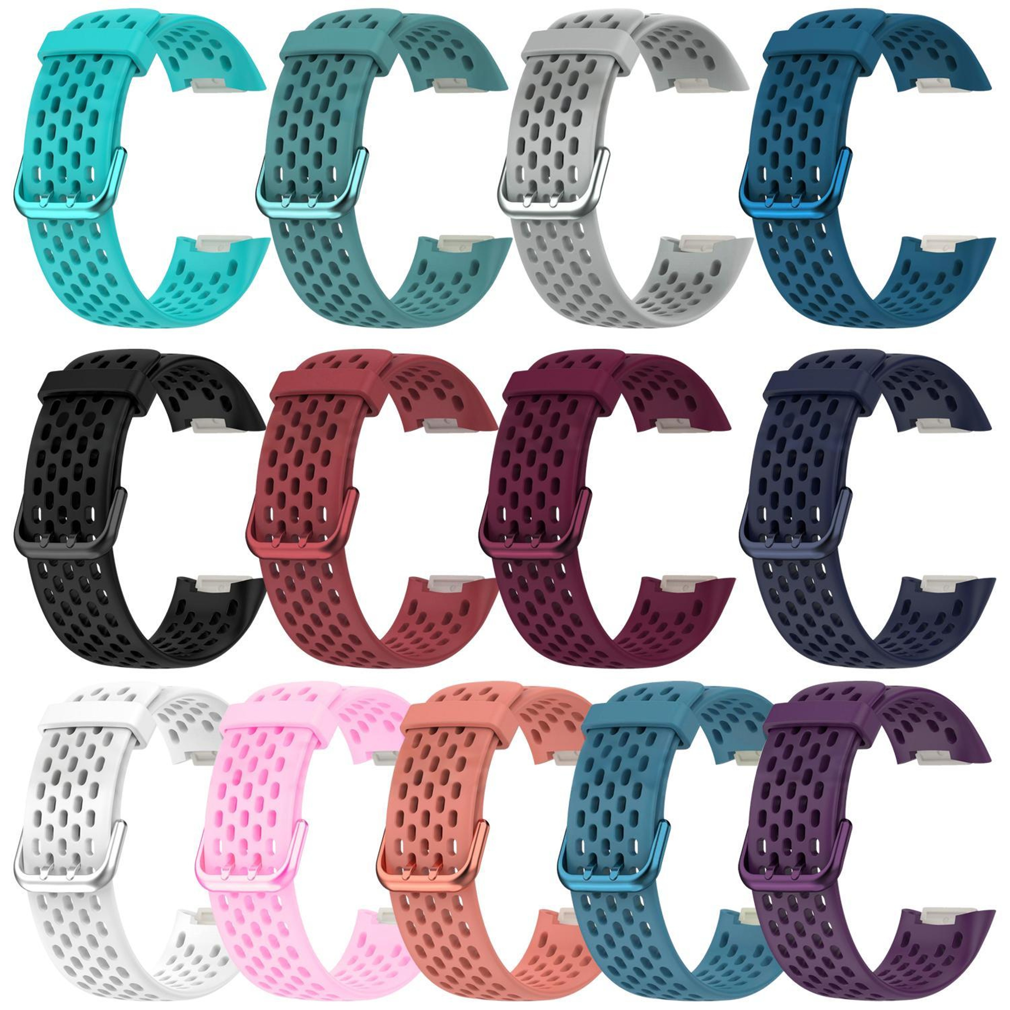 Breathable Silicone Watch Band For Fitbit Charge 6  Charge 5 Adjustable Replacement Strap 10