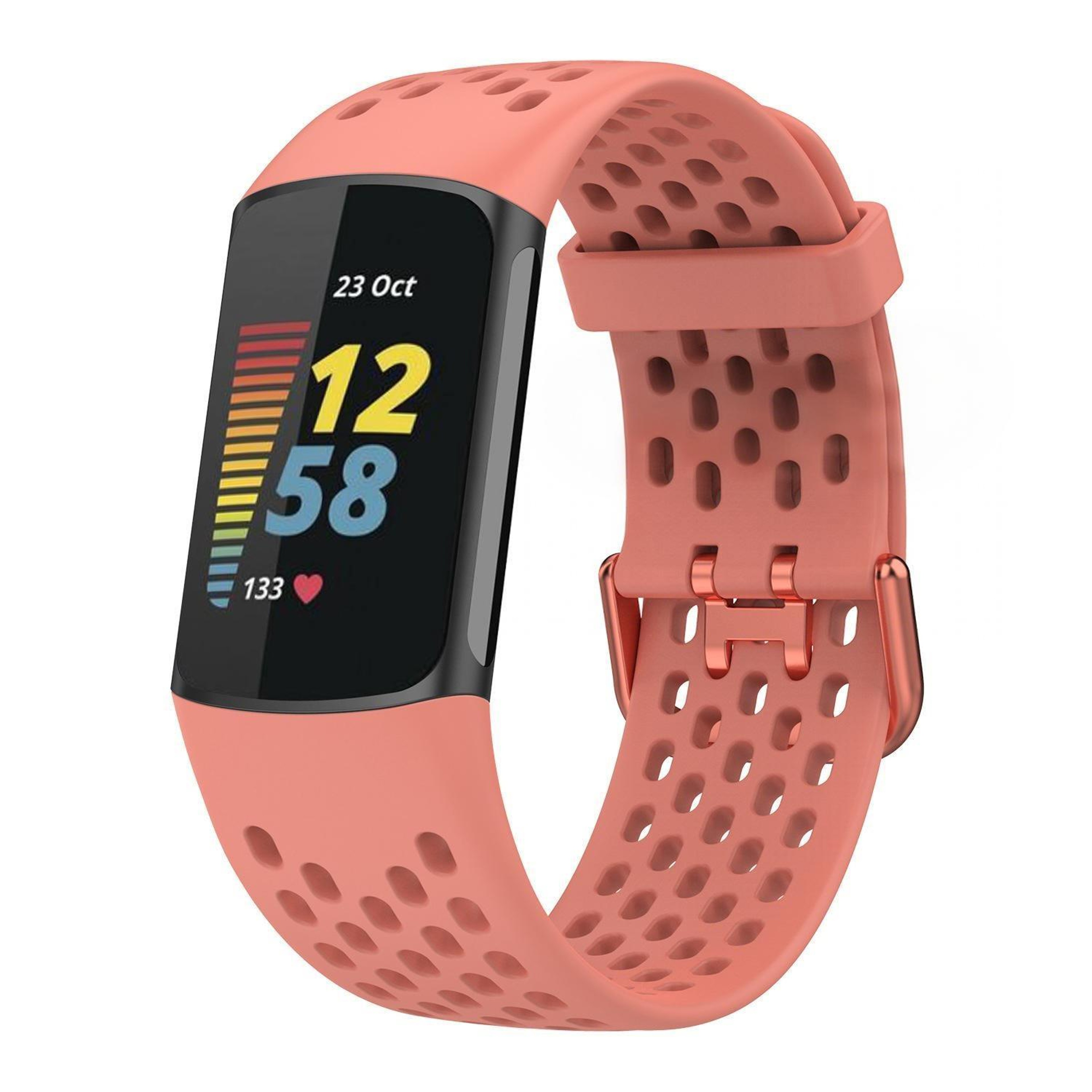 Breathable Silicone Watch Band For Fitbit Charge 6  Charge 5 Adjustable Replacement Strap 9