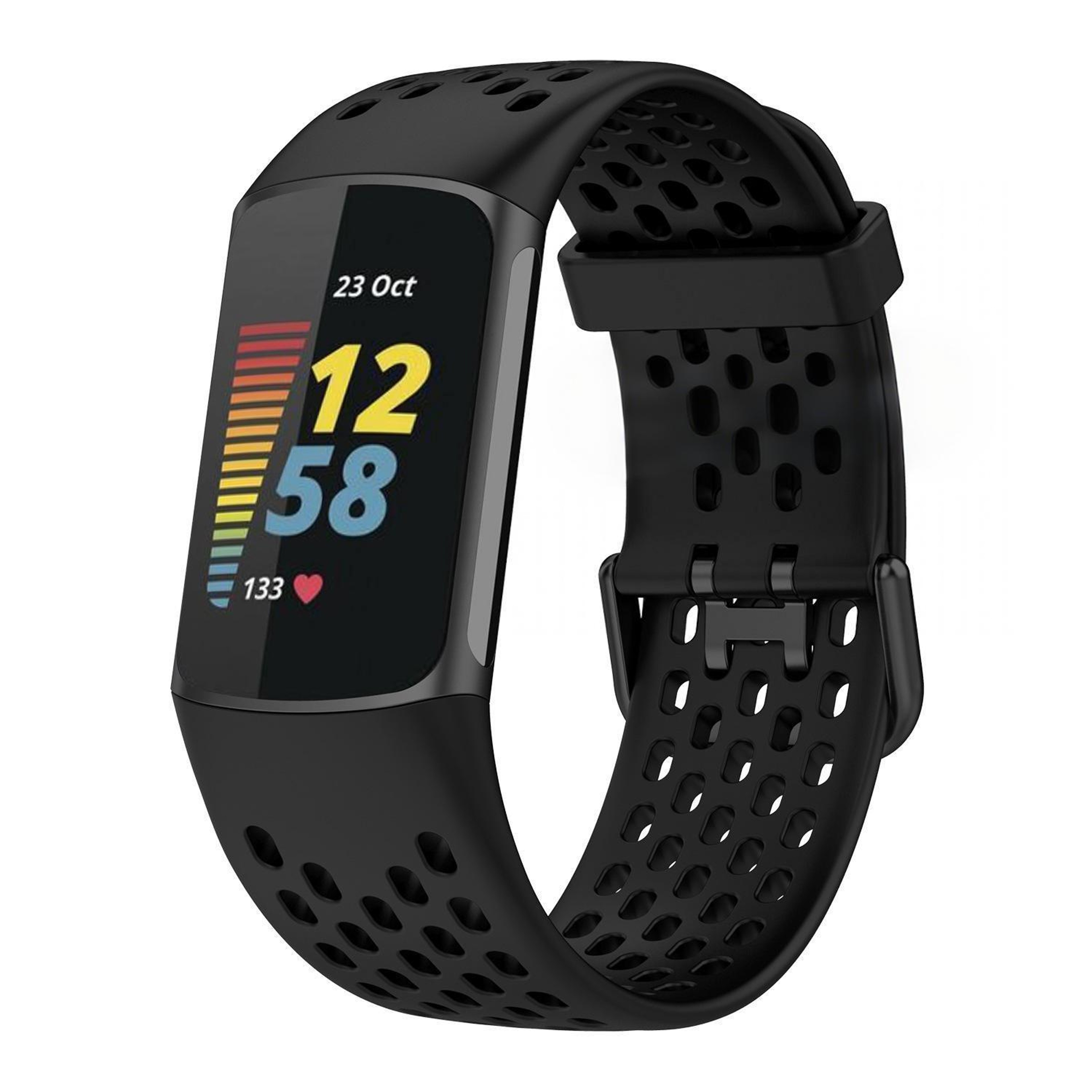 Breathable Silicone Watch Band For Fitbit Charge 6  Charge 5 Adjustable Replacement Strap 11