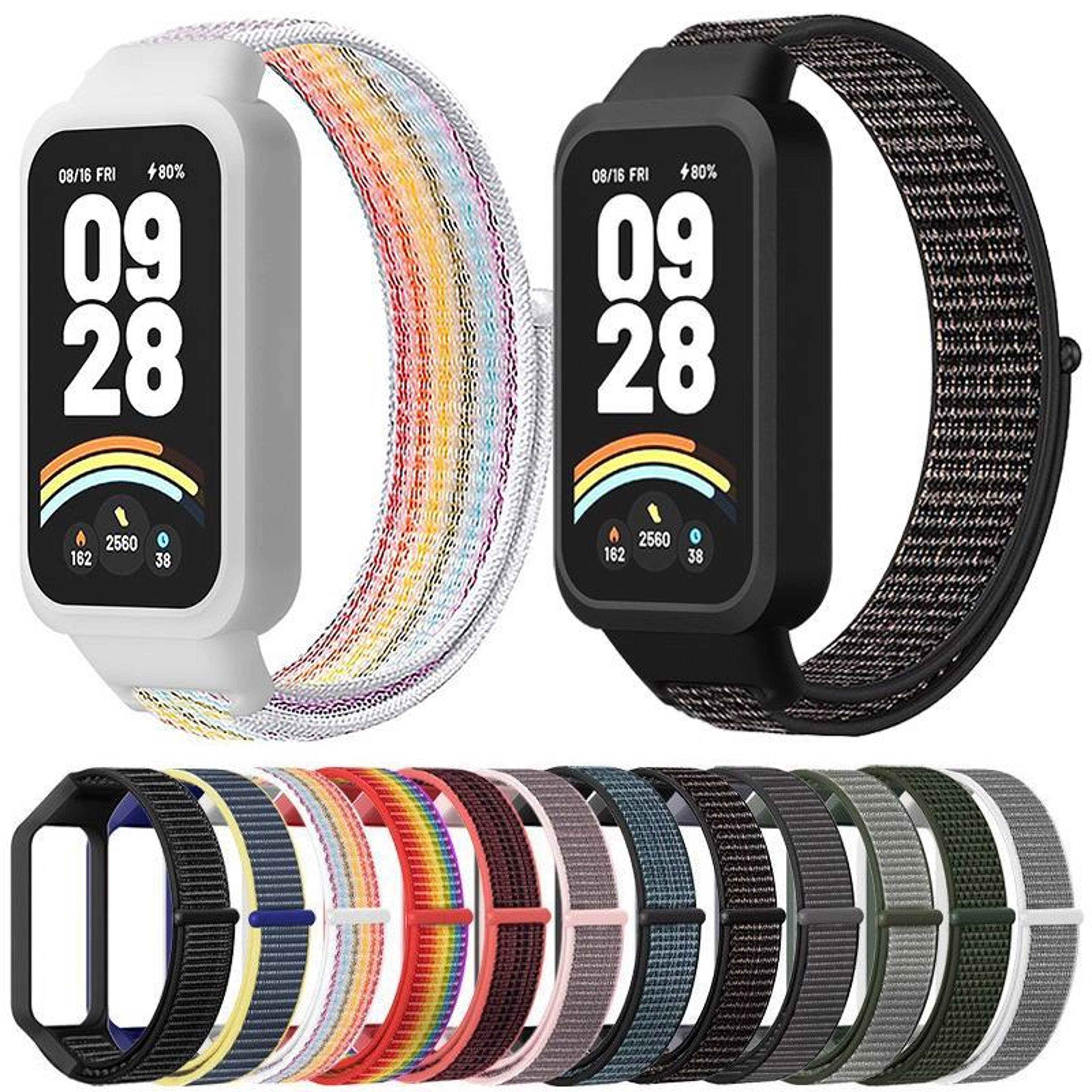 XDfind Xiaomi Smart Band 9 Active Band Nylon Watch Band With Protective Cover For Redmi Band 3 2