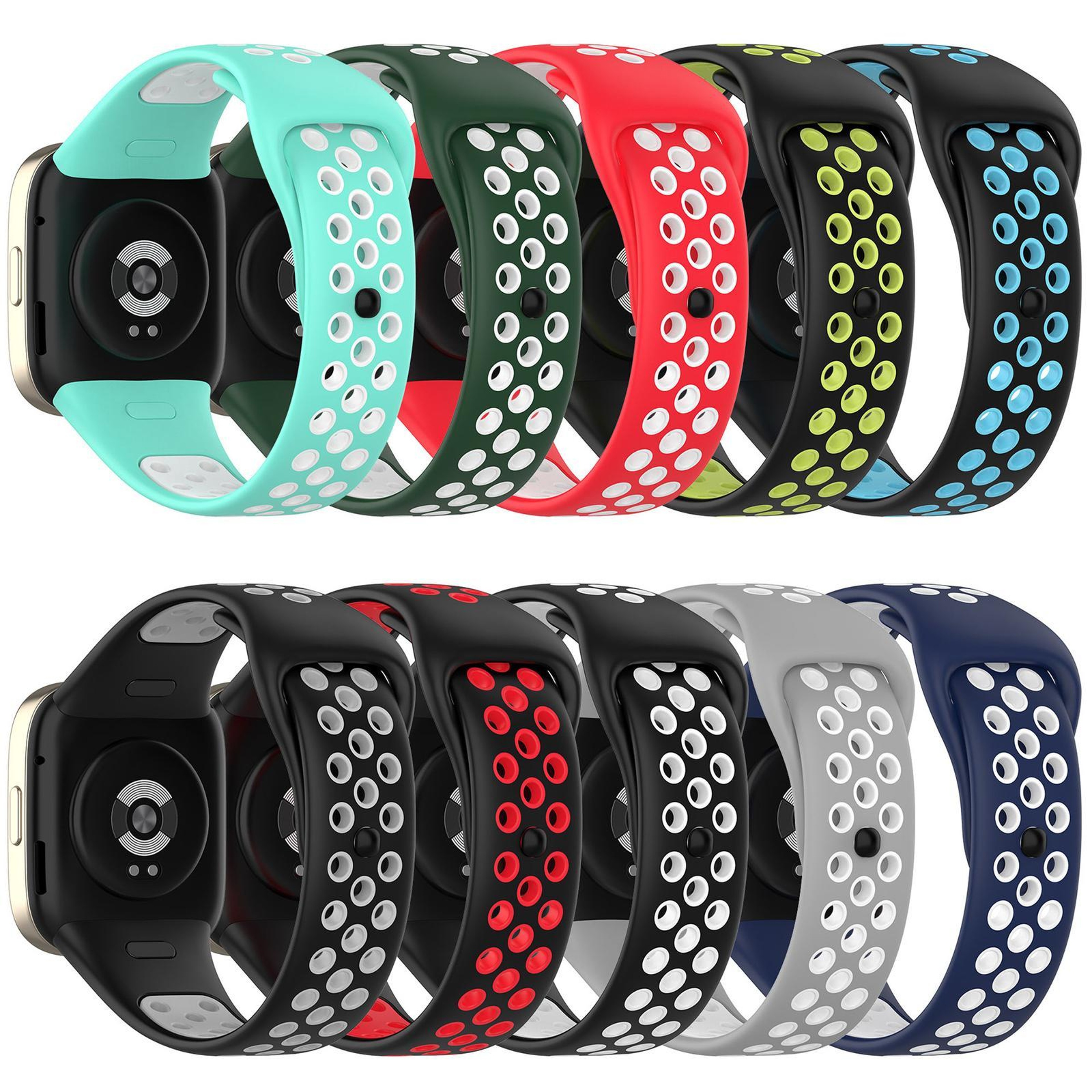 Redmi Watch 3 Silicone Watch Band Two Color Sports Watch Strap With Secure Press Button 5