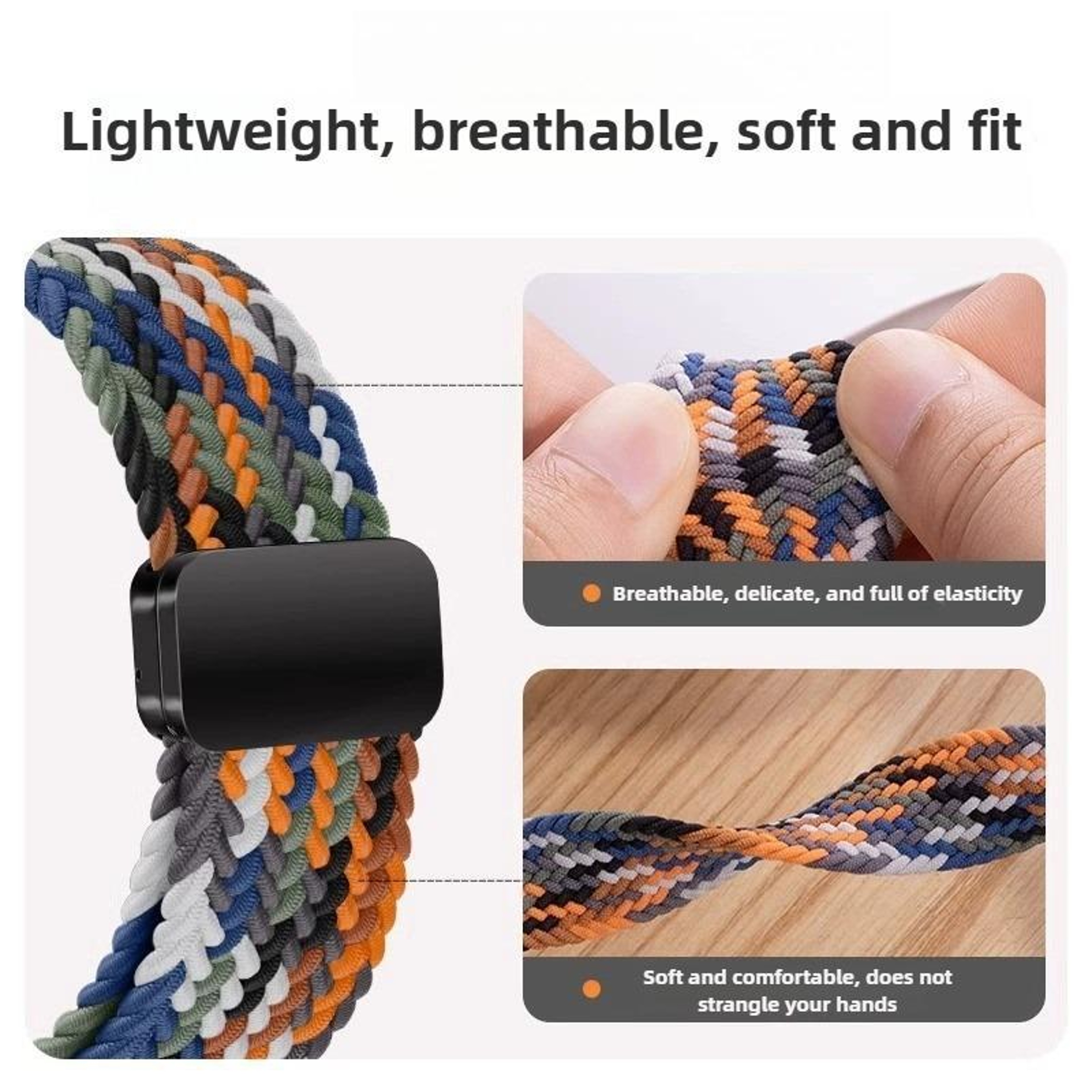 Xiaomi Smart Band 10 9 8 Braided Nylon Watch Band With Magnetic Buckle Adjustable Replacement Strap 7