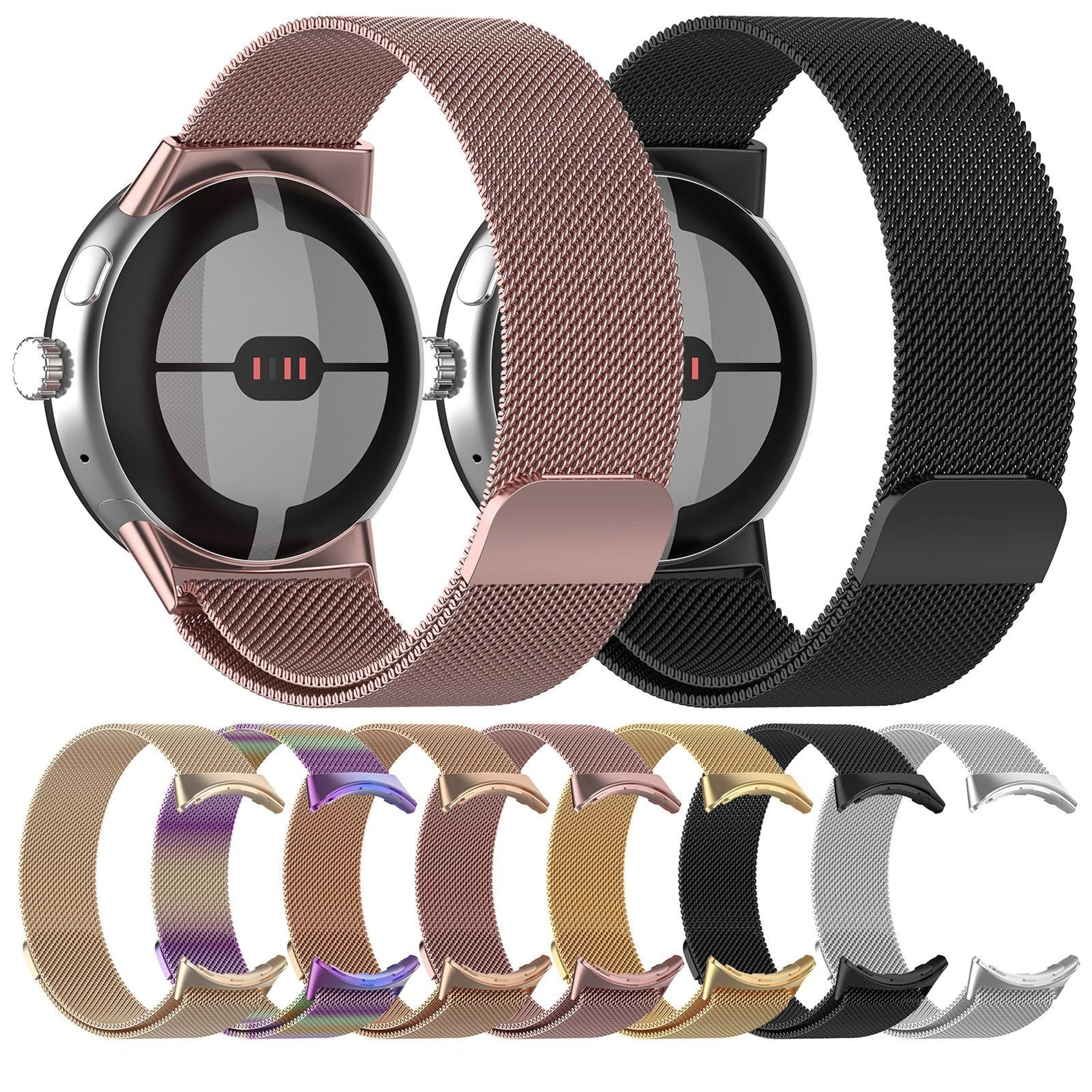 Google Pixel Watch 2 Milanese Mesh Band Magnetic Stainless Steel Watch Band 8