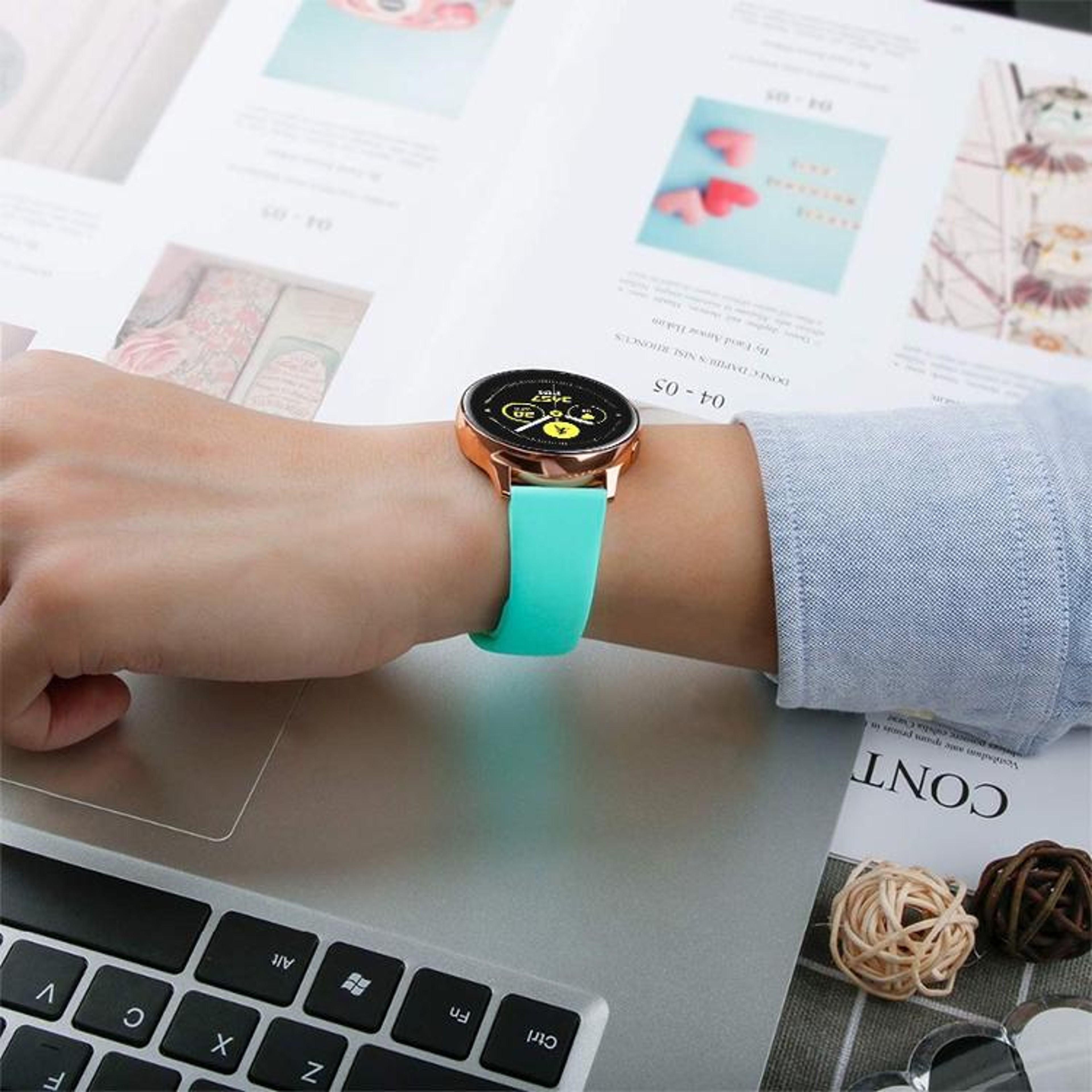 Samsung Galaxy Watch Active 20mm Silicone Watch Band Soft Adjustable Replacement Watch Strap 12