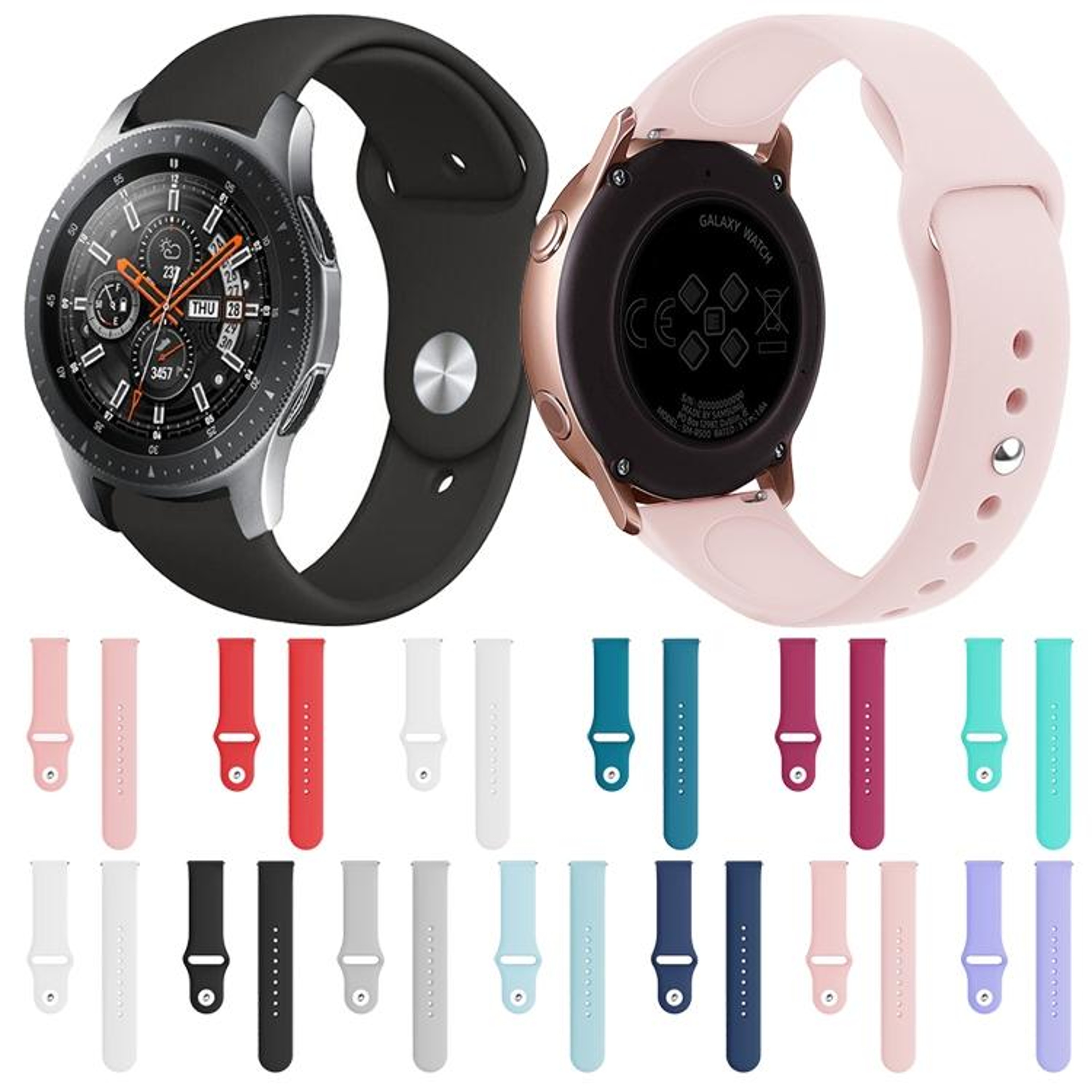 Samsung Galaxy Watch Active 20mm Silicone Watch Band Soft Adjustable Replacement Watch Strap 15