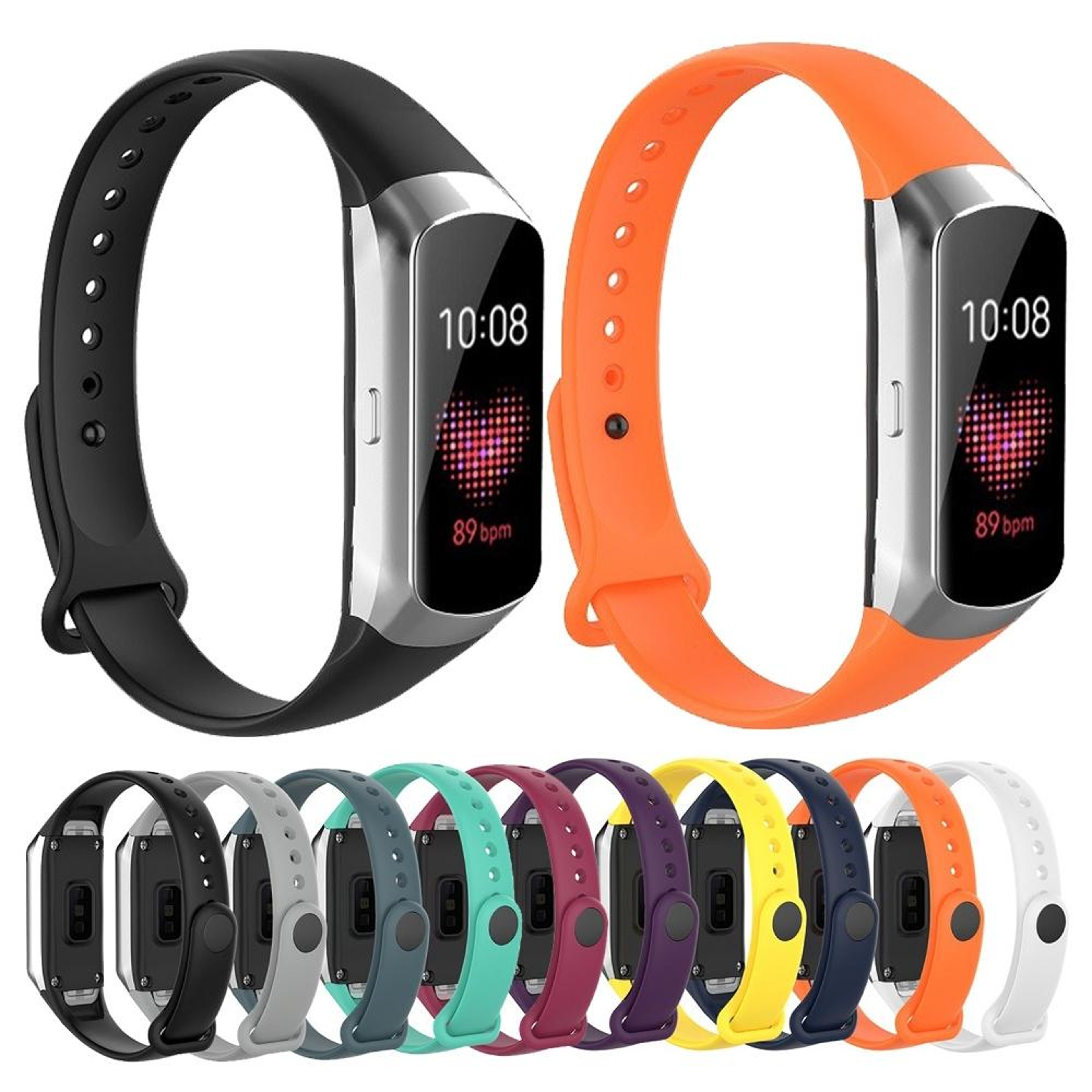 Samsung Galaxy Fit SM R370 Silicone Watch Band Soft Adjustable Replacement Strap with Glossy Button – view 8