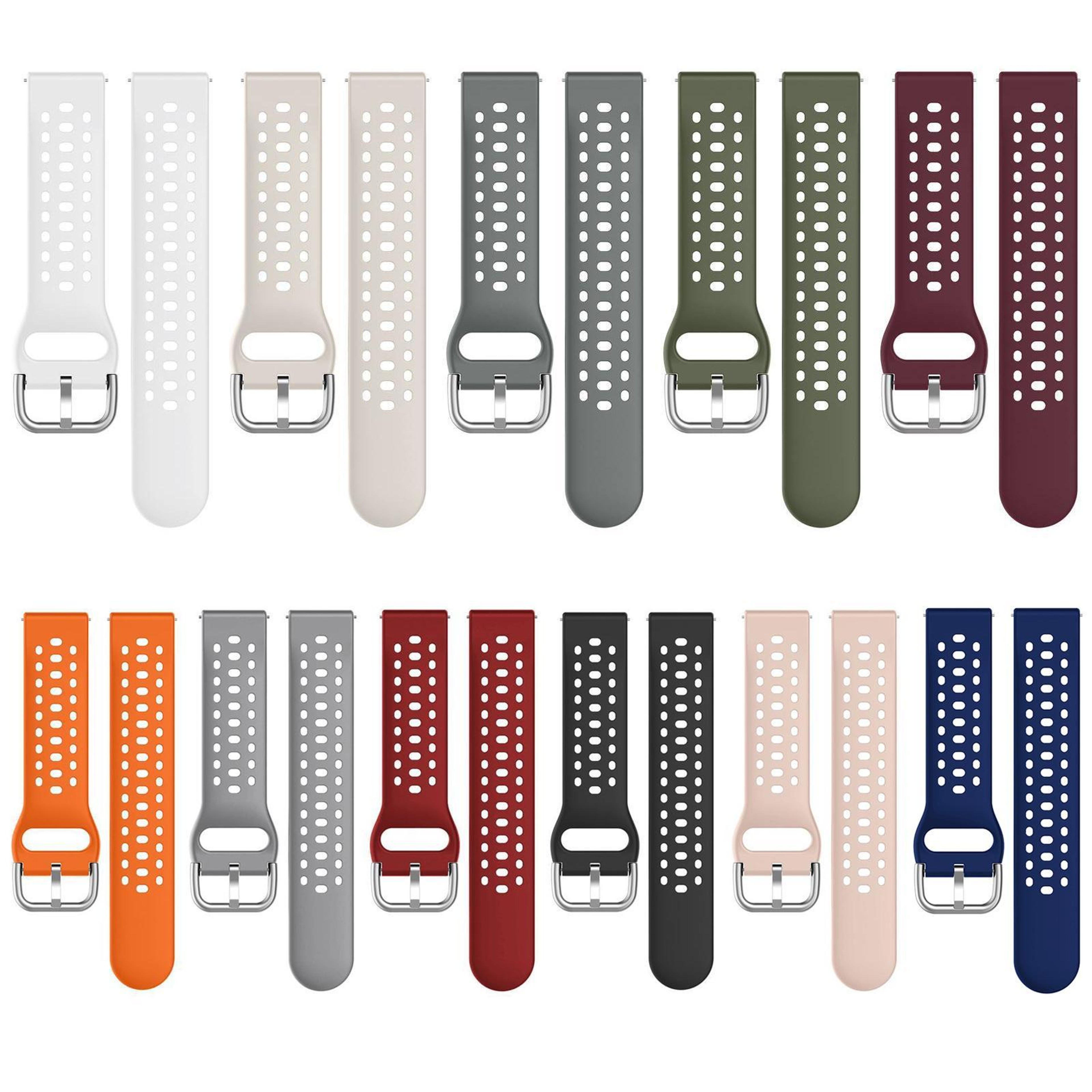Silicone Sport Watch Band With Silver Buckle Adjustable Replacement Watch Strap 6