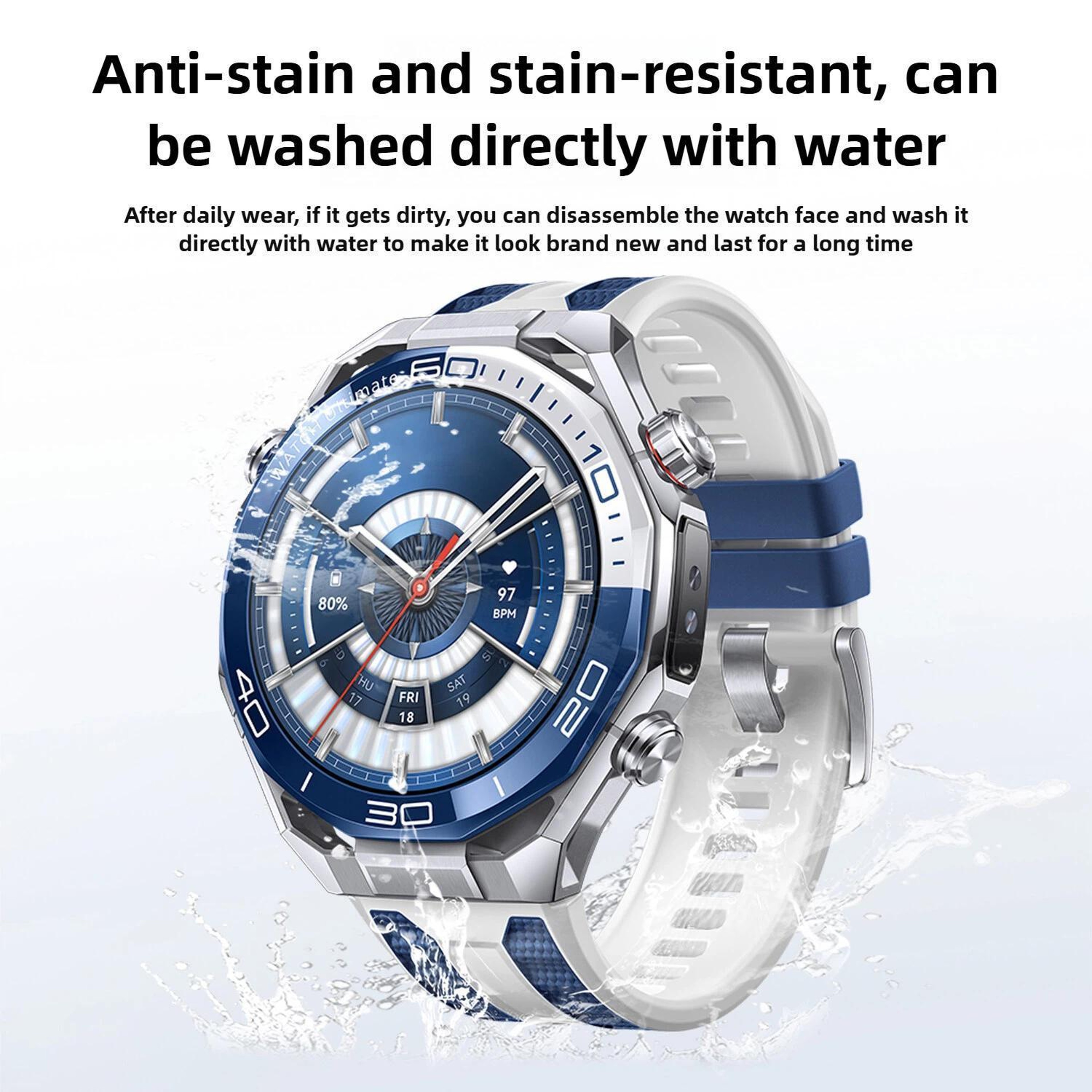 Huawei Watch Ultimate 2 Silicone Watch Band Two Color Sport Replacement Strap With Push Button Clas 9