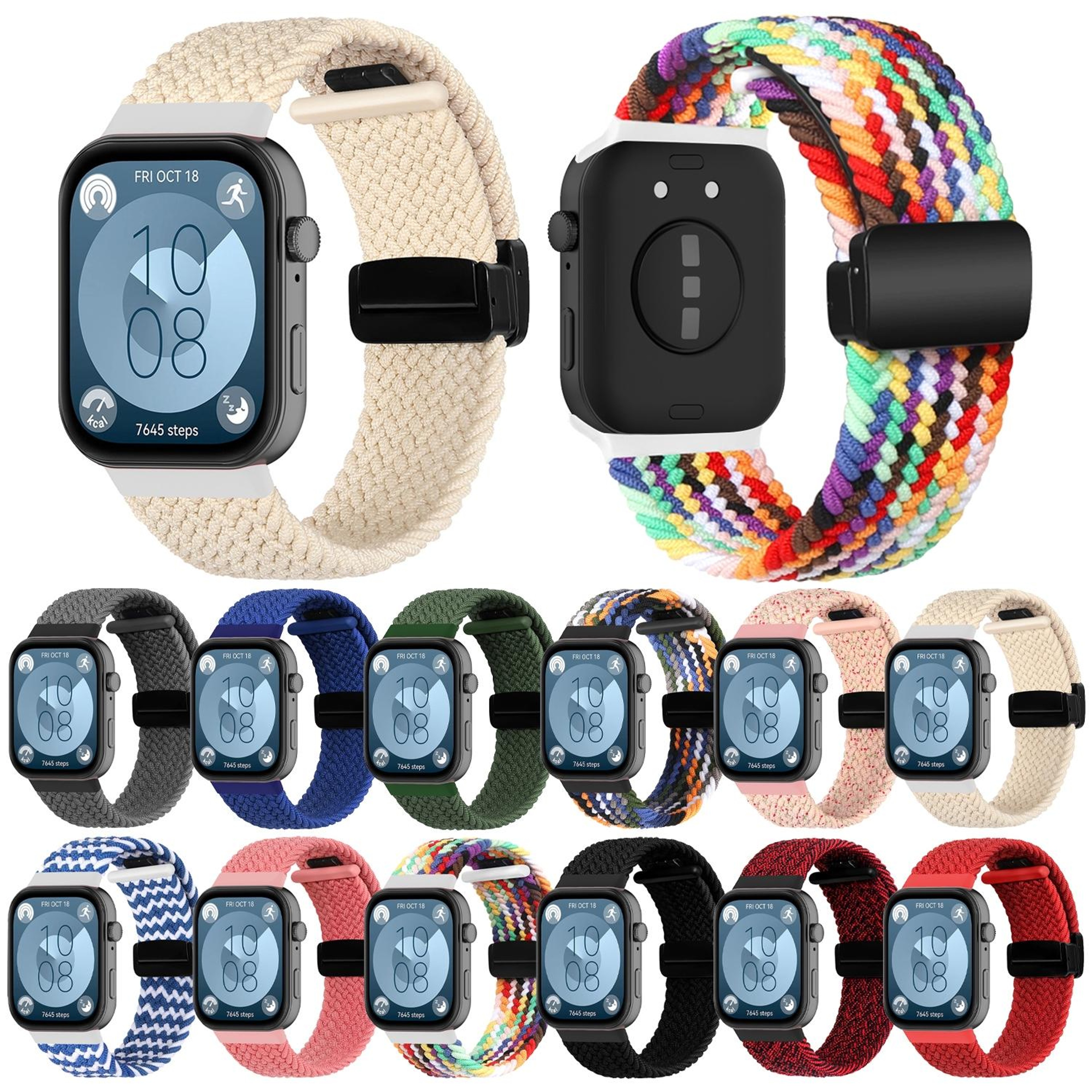 Huawei Watch Fit 3 Braided Watch Band with Magnetic Folding Buckle Adjustable Nylon Strap – view 2