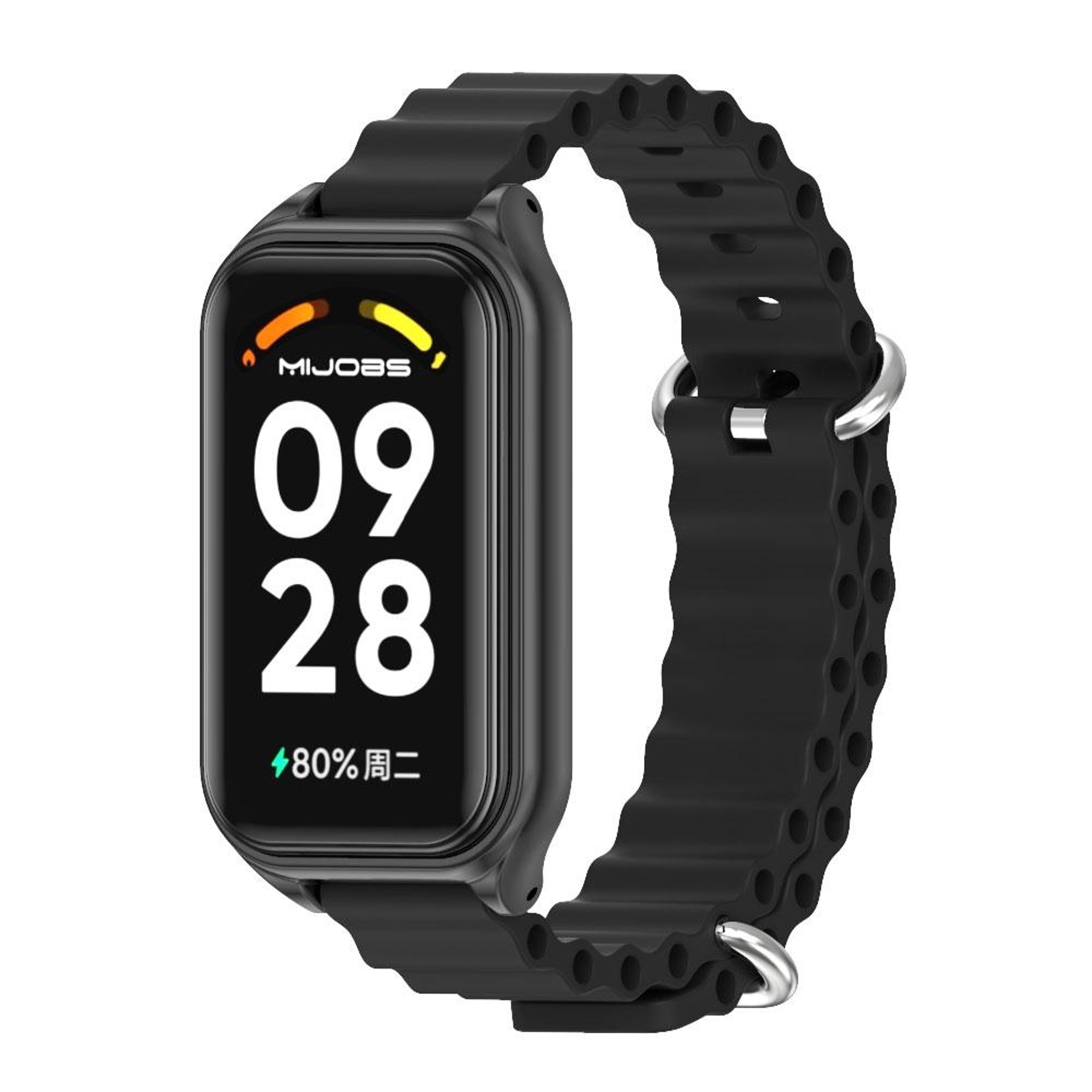 Mijobs Ocean Silicone Watch Band With Metal Shell For Xiaomi Smart Band 8 Active Redmi Band 2 9