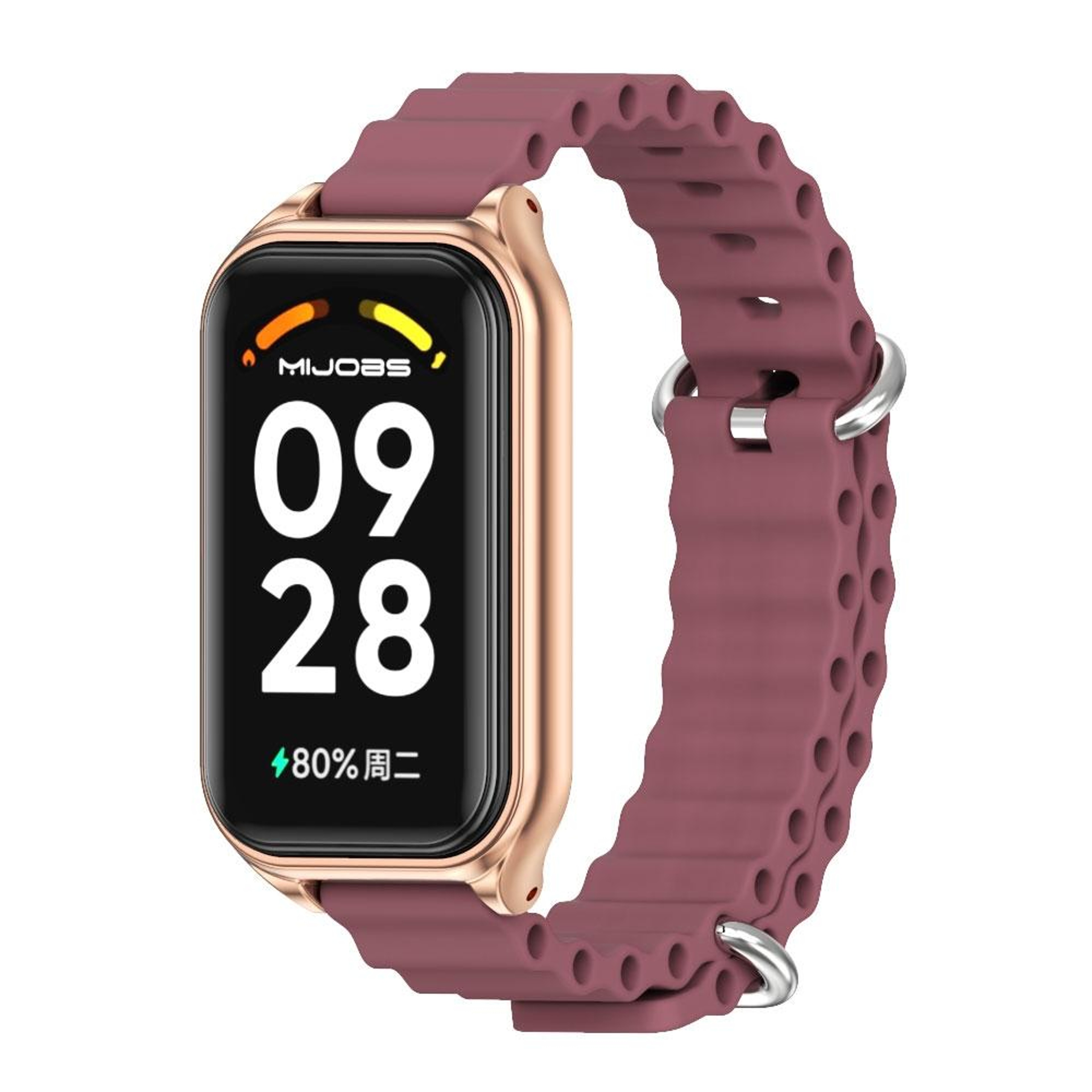Mijobs Ocean Silicone Watch Band With Metal Shell For Xiaomi Smart Band 8 Active Redmi Band 2 2