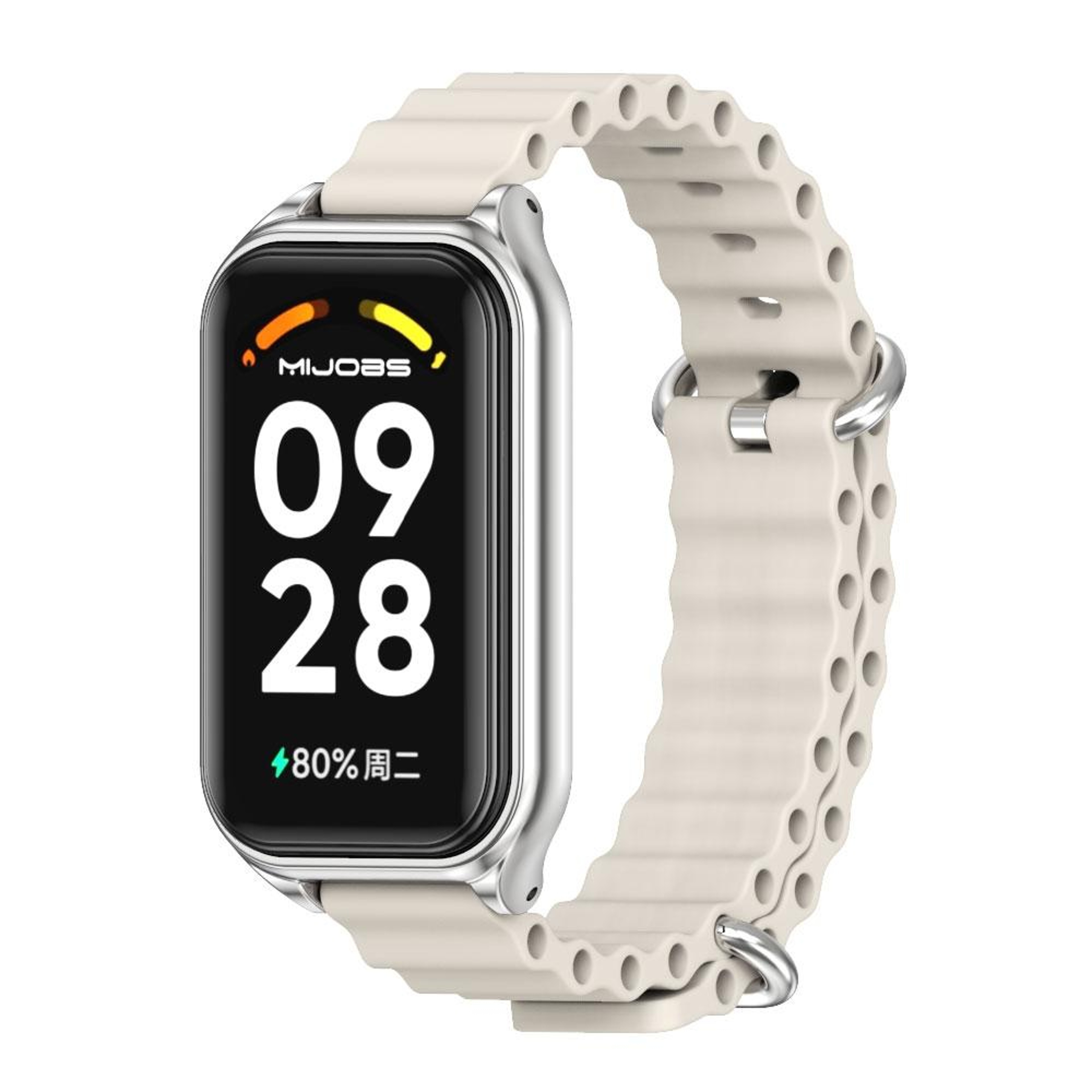 Mijobs Ocean Silicone Watch Band With Metal Shell For Xiaomi Smart Band 8 Active Redmi Band 2 13