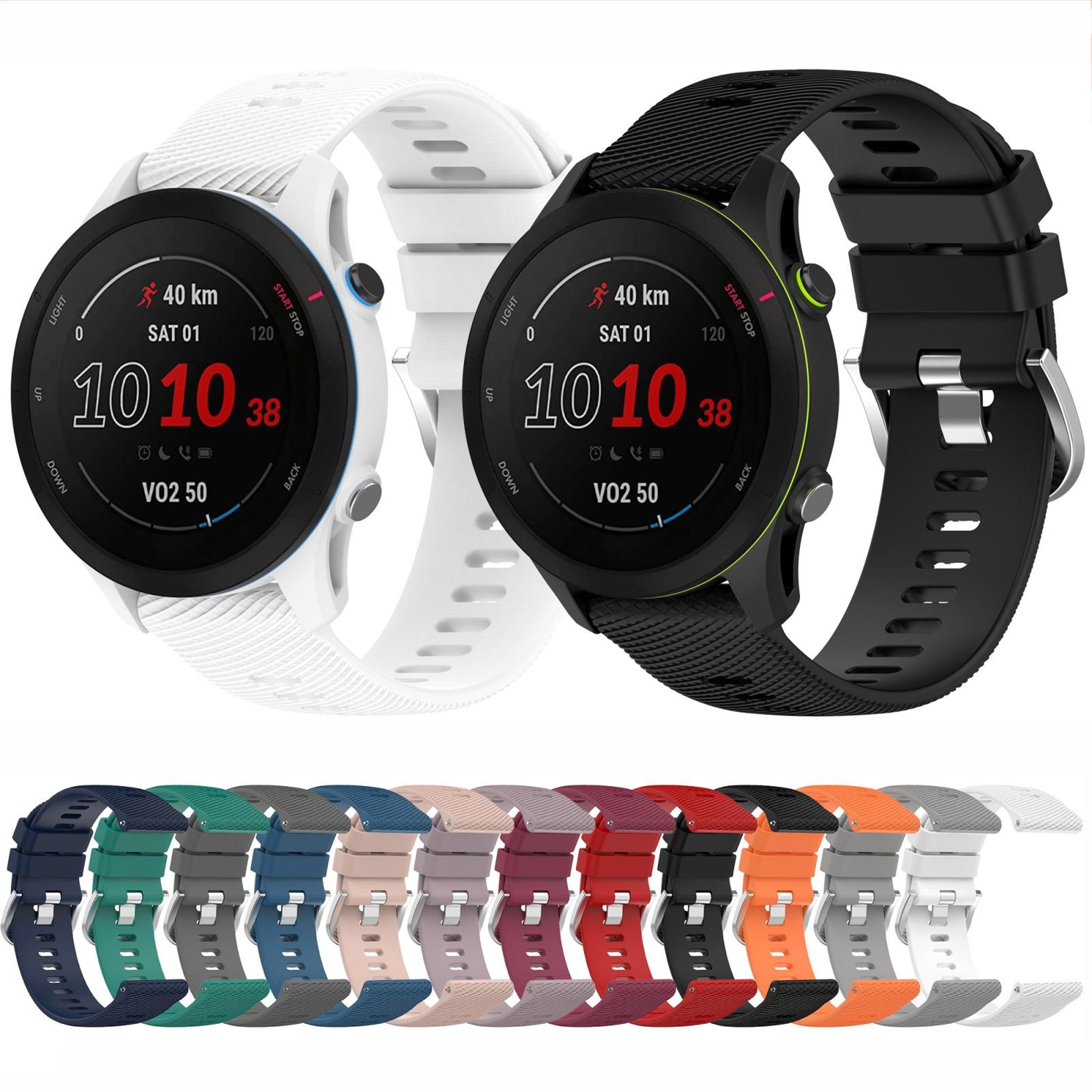 Garmin Forerunner 255 Silicone Watch Band 22mm Cross Textured Replacement Watch Strap – view 4