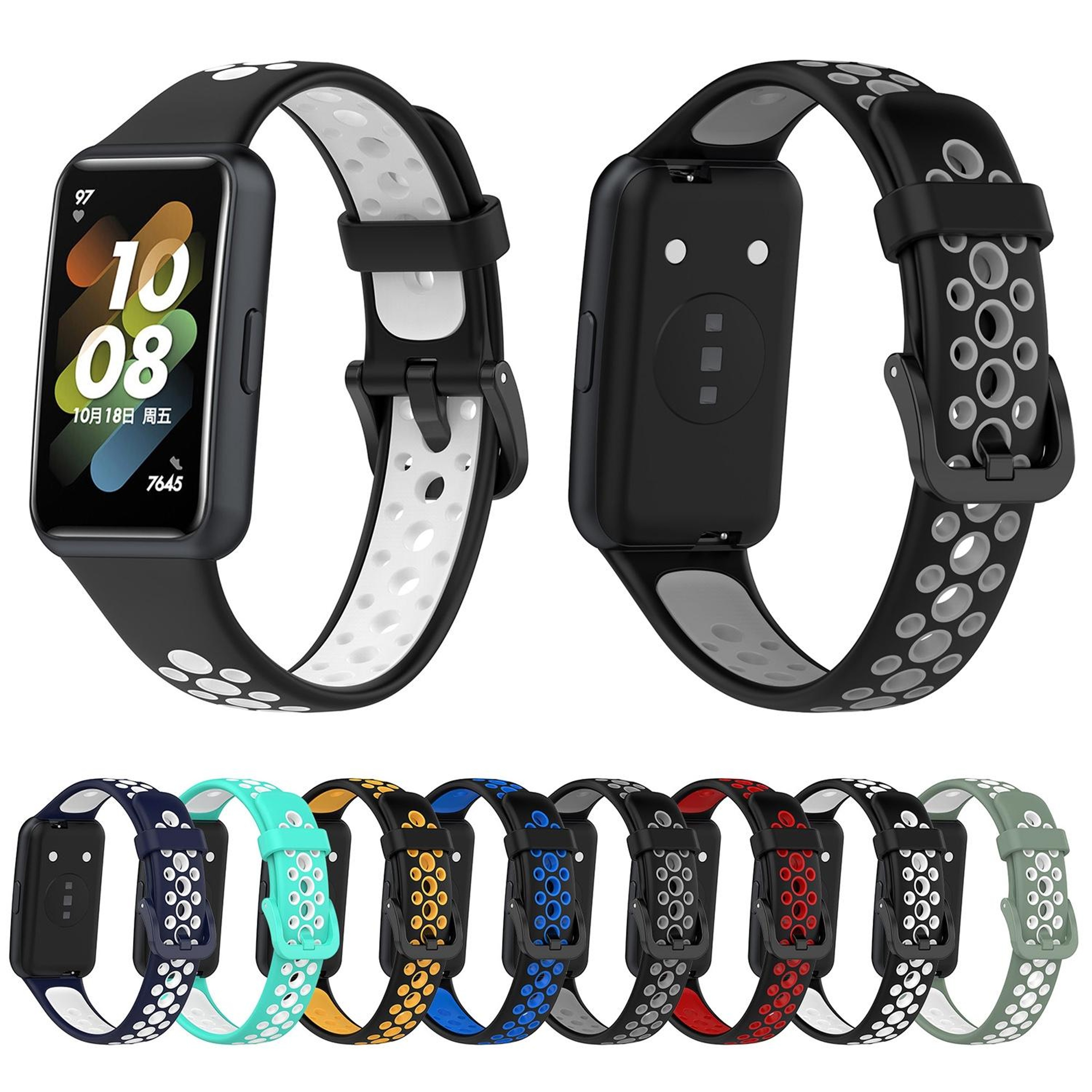Huawei Band 7 7 NFC Silicone Watch Band Two Color Breathable Watch Strap – view 7