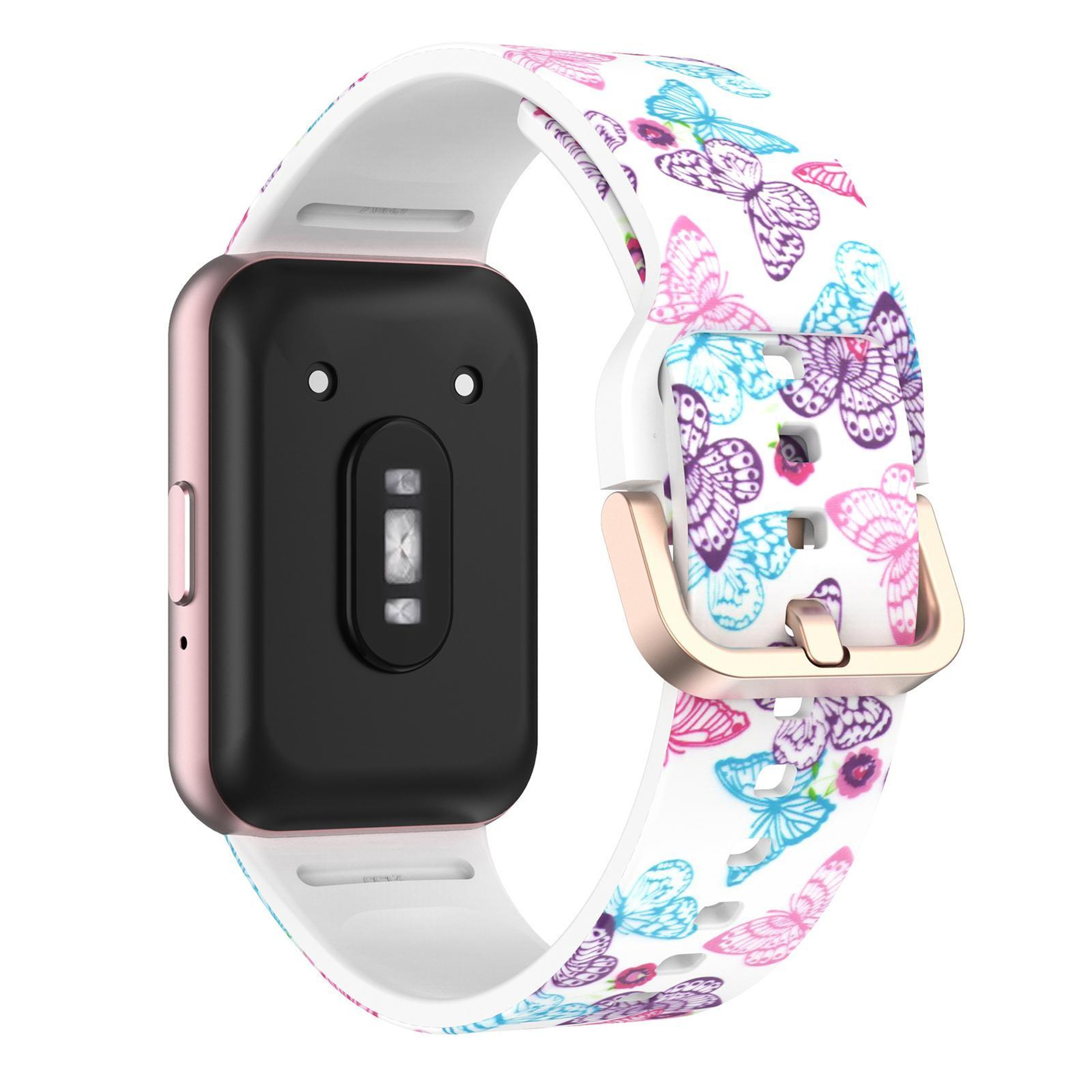Samsung Galaxy Fit3 Silicone Watch Band With Gold Buckle Printed Adjustable Replacement Strap 1