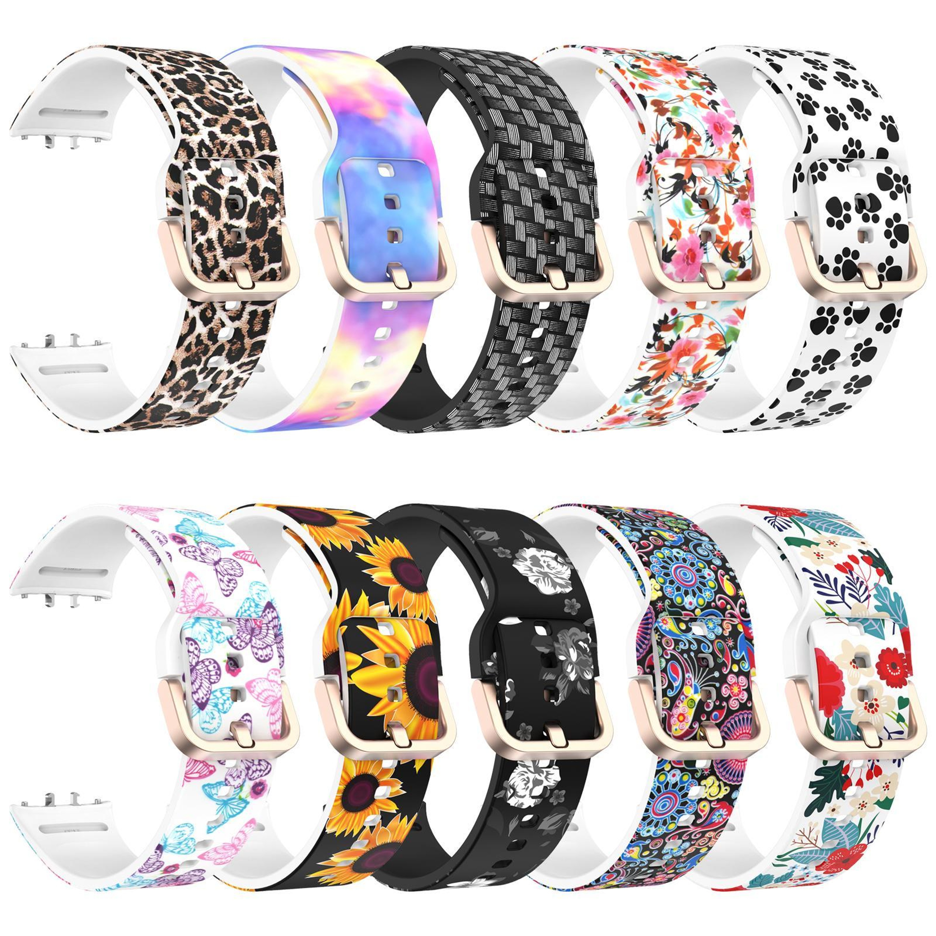 Samsung Galaxy Fit3 Silicone Watch Band With Gold Buckle Printed Adjustable Replacement Strap 11