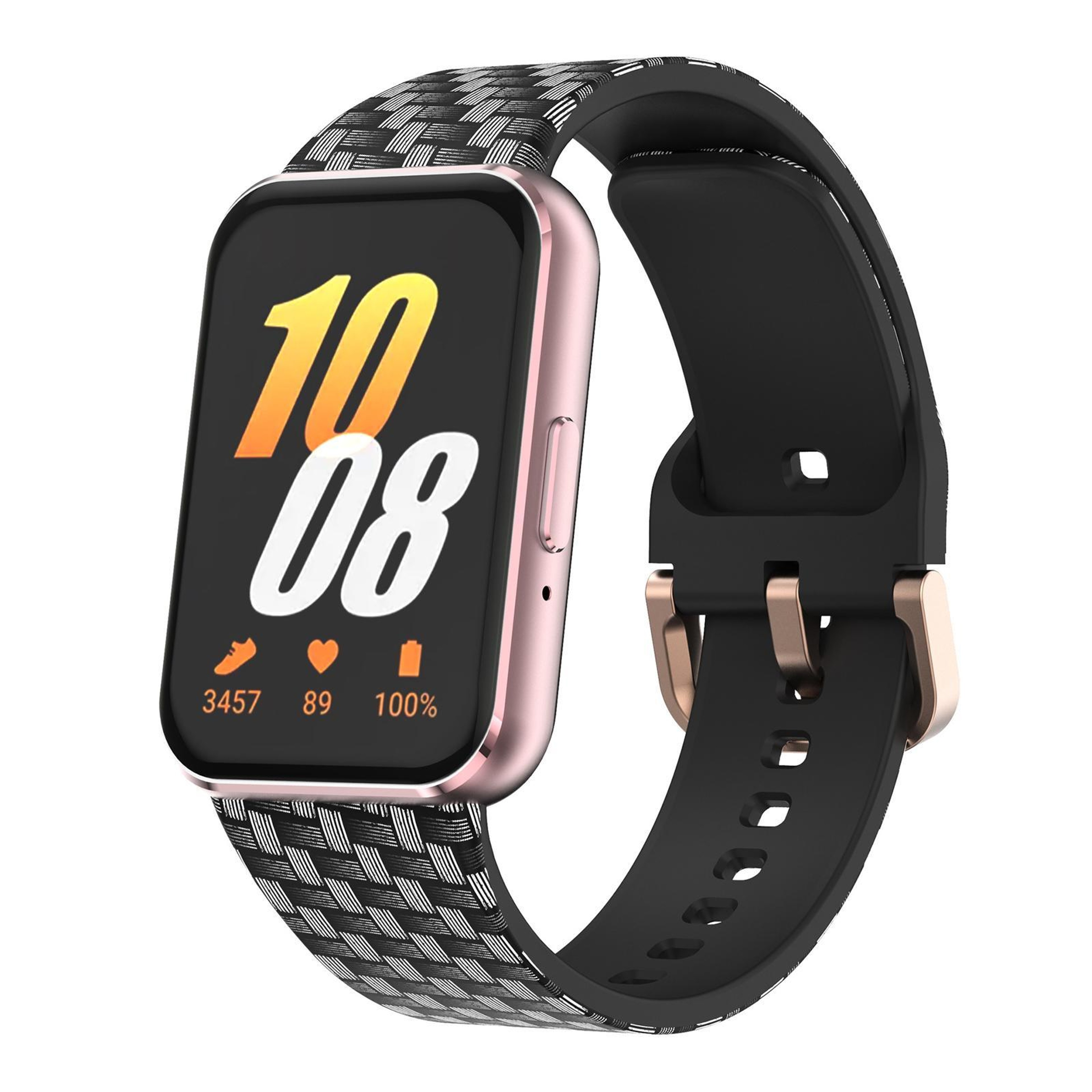 Samsung Galaxy Fit3 Silicone Watch Band With Gold Buckle Printed Adjustable Replacement Strap 2