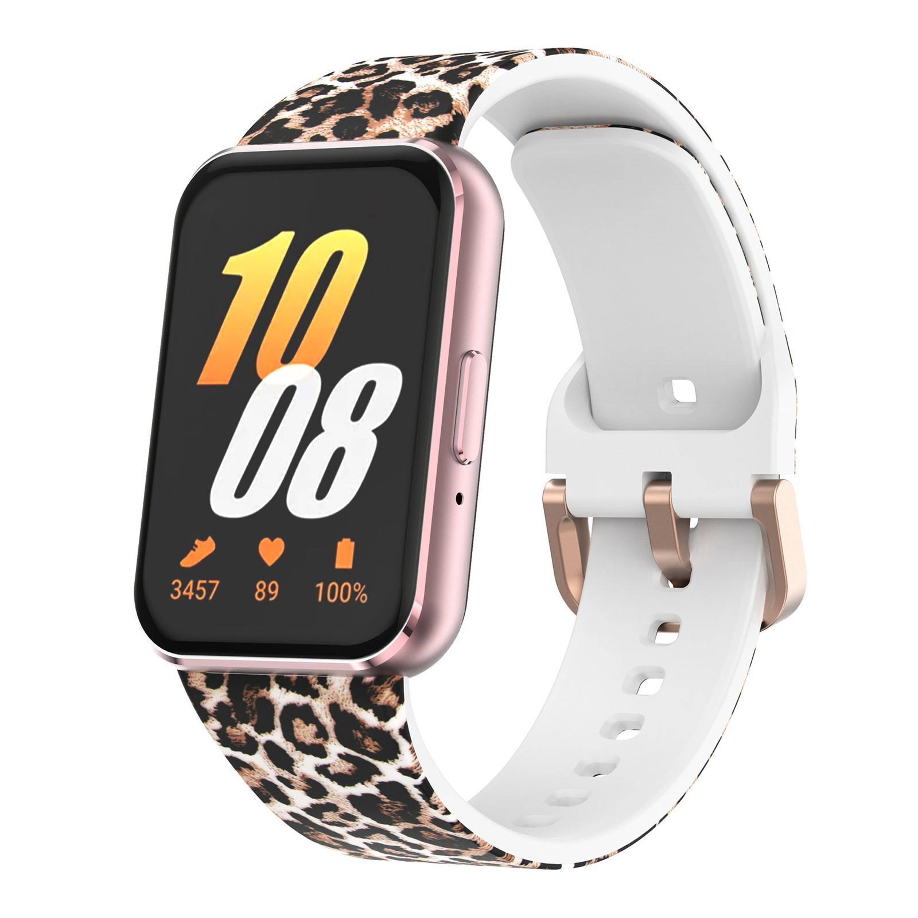 Samsung Galaxy Fit3 Silicone Watch Band With Gold Buckle Printed Adjustable Replacement Strap 4