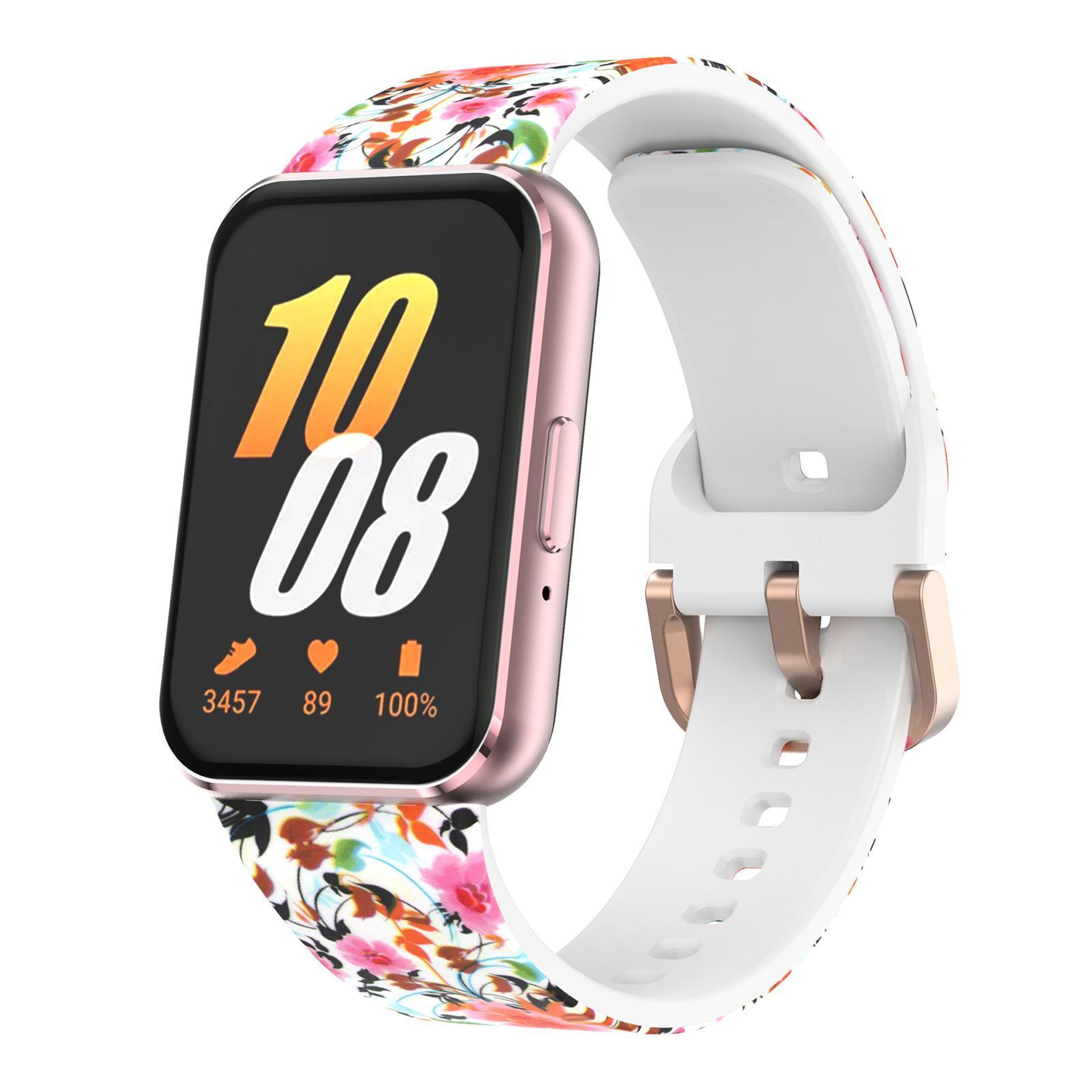 Samsung Galaxy Fit3 Silicone Watch Band With Gold Buckle Printed Adjustable Replacement Strap 12