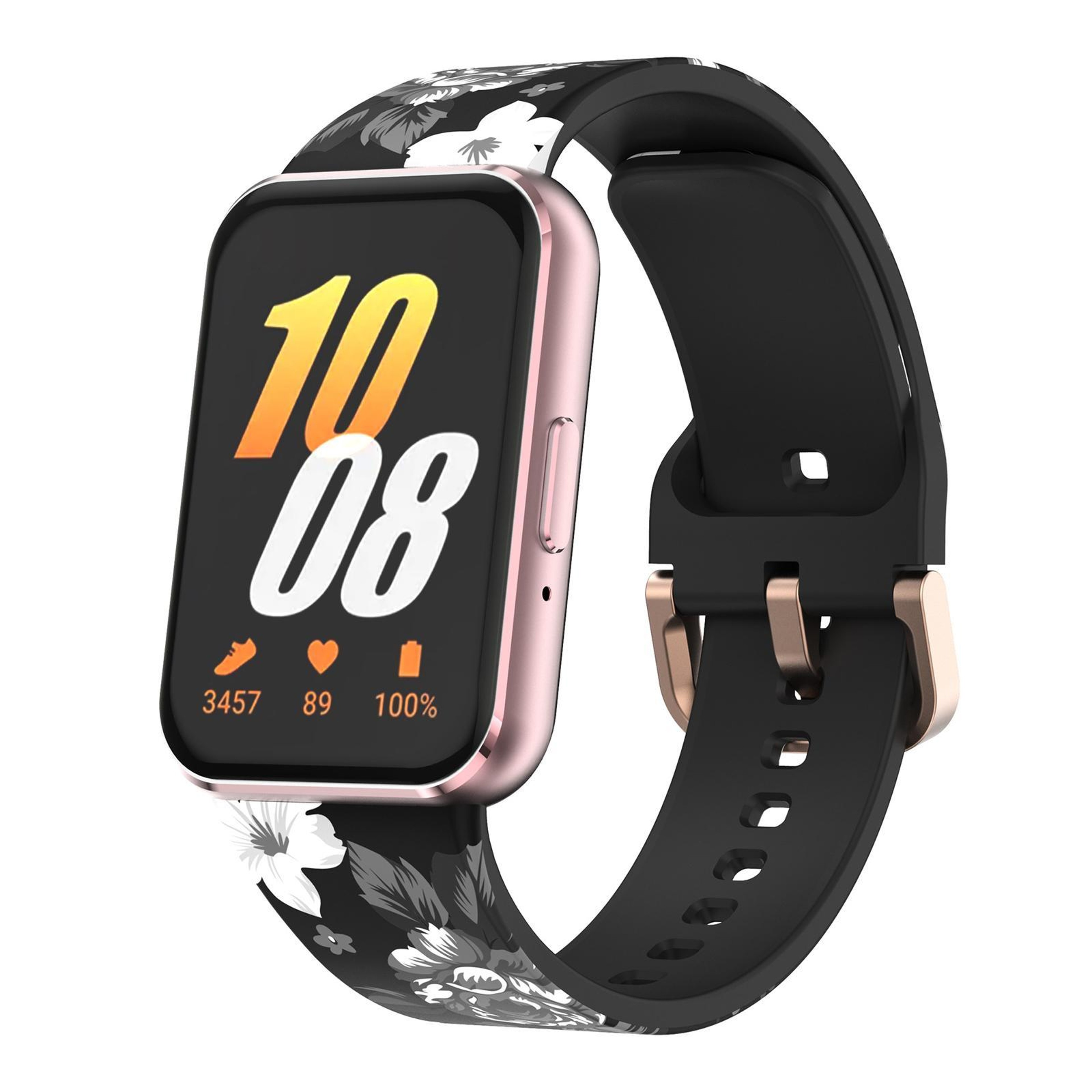 Samsung Galaxy Fit3 Silicone Watch Band With Gold Buckle Printed Adjustable Replacement Strap 14