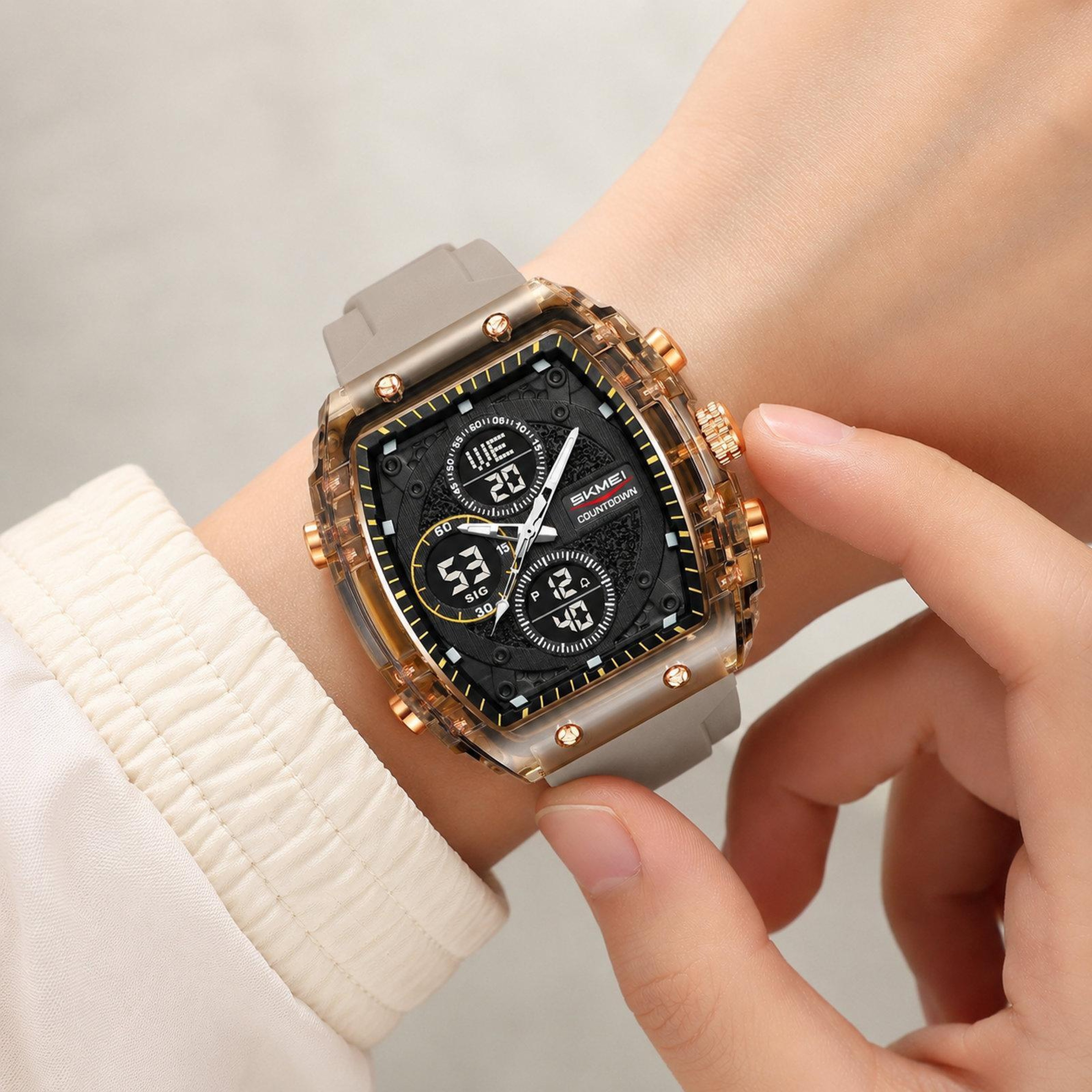 SKMEI 2602 Dual Display Sports Watch 50M Water Resistant Watch With Chronograph And LED Backlight 12
