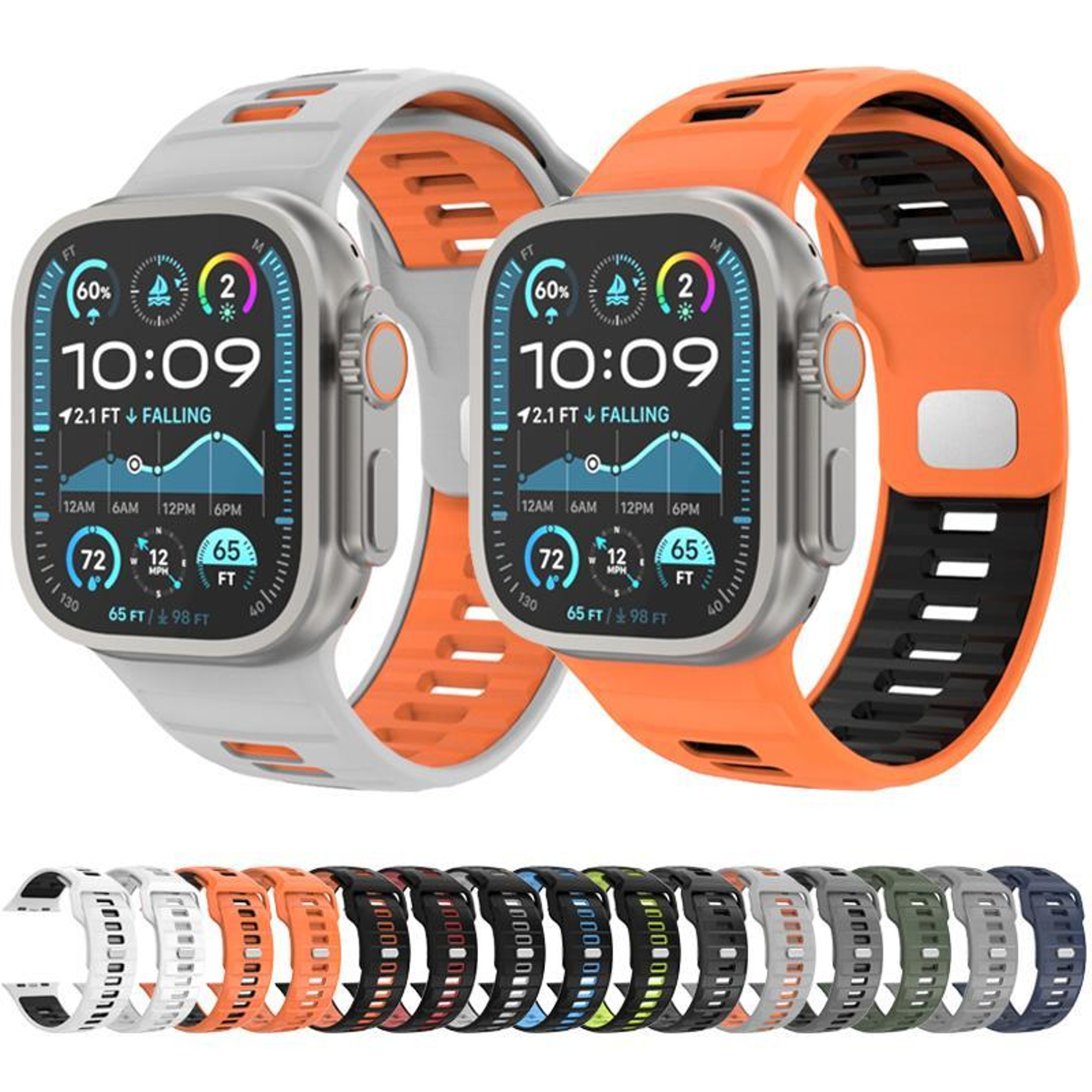Apple Watch Silicone Watch Band Checkered Reverse Buckle Adjustable Sport Strap – view 6