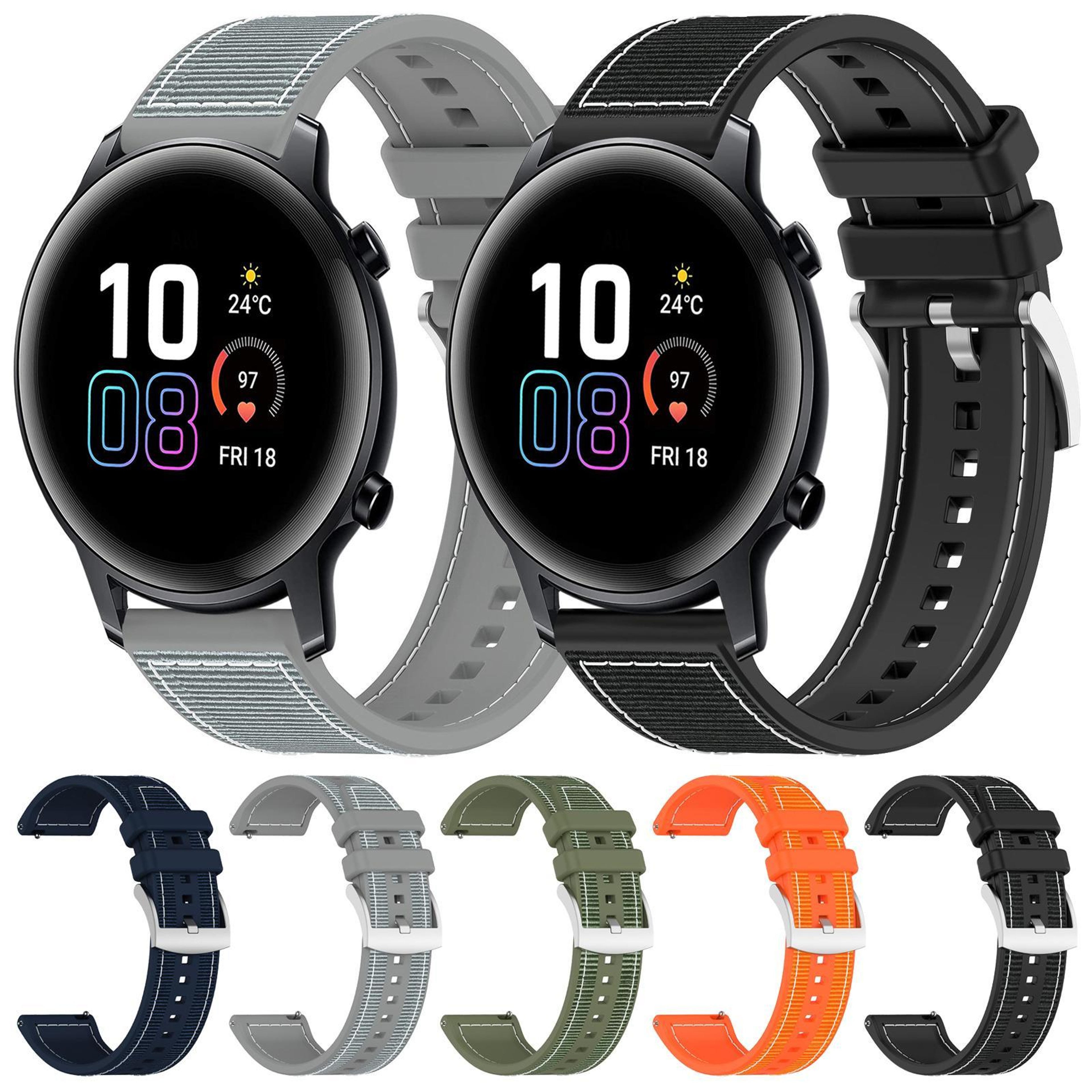 20mm Honor Watch SE Band Hybrid Nylon Silicone Watch Band For Honor Watch SE MagicWatch 2 42mm 2