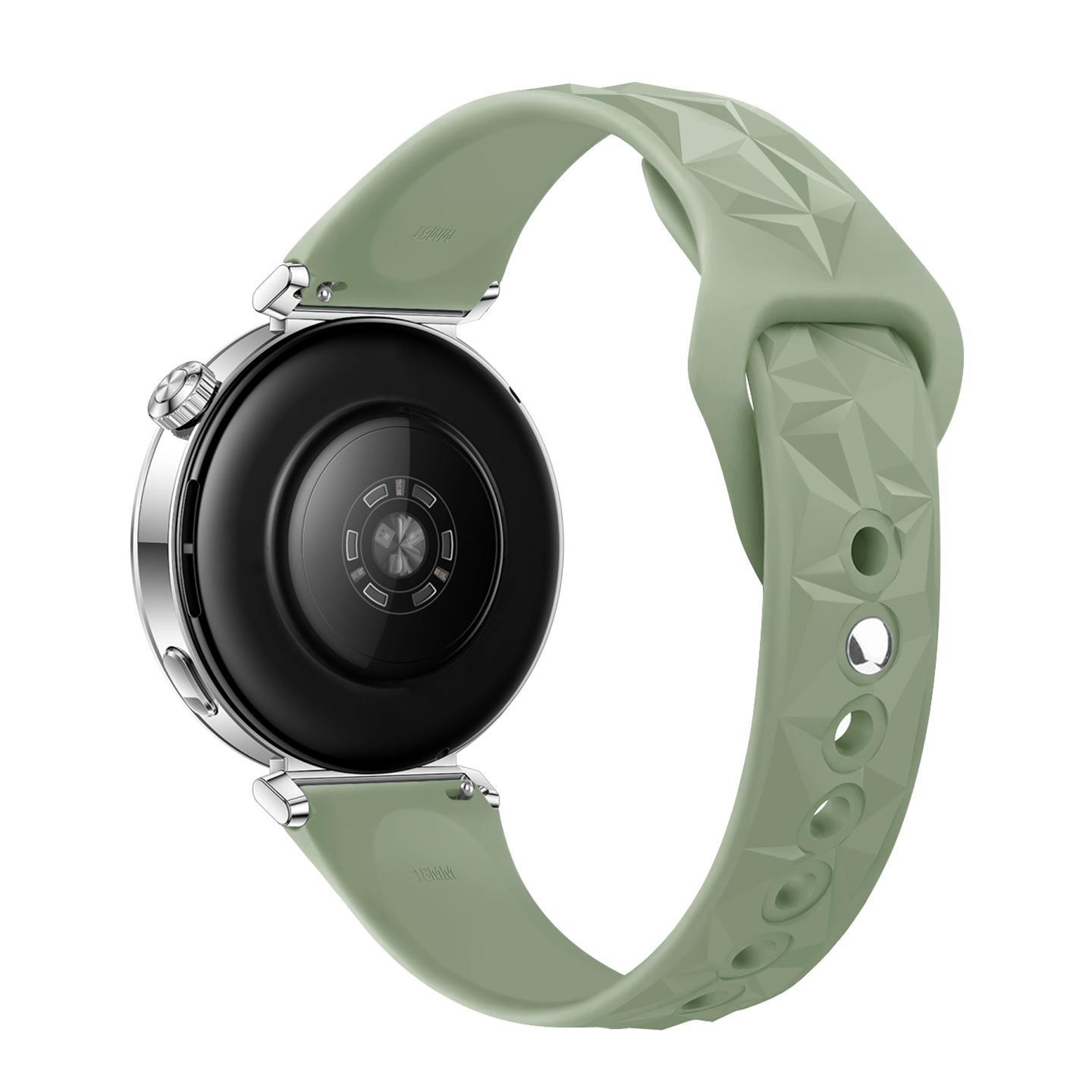 18mm Slim Silicone Watch Band With Reverse Buckle Ice Crystal Adjustable Replacement Strap 14