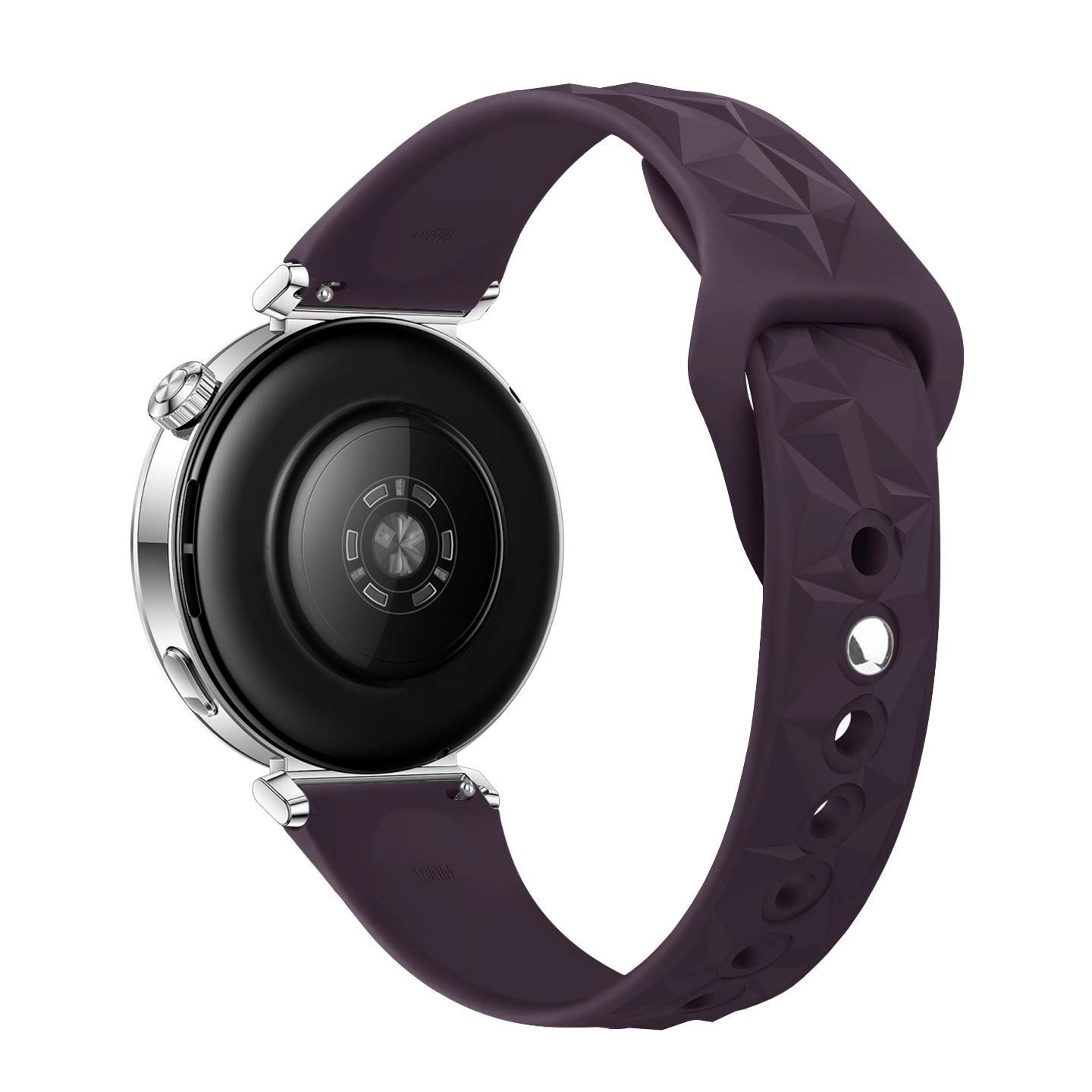 18mm Slim Silicone Watch Band With Reverse Buckle Ice Crystal Adjustable Replacement Strap 16