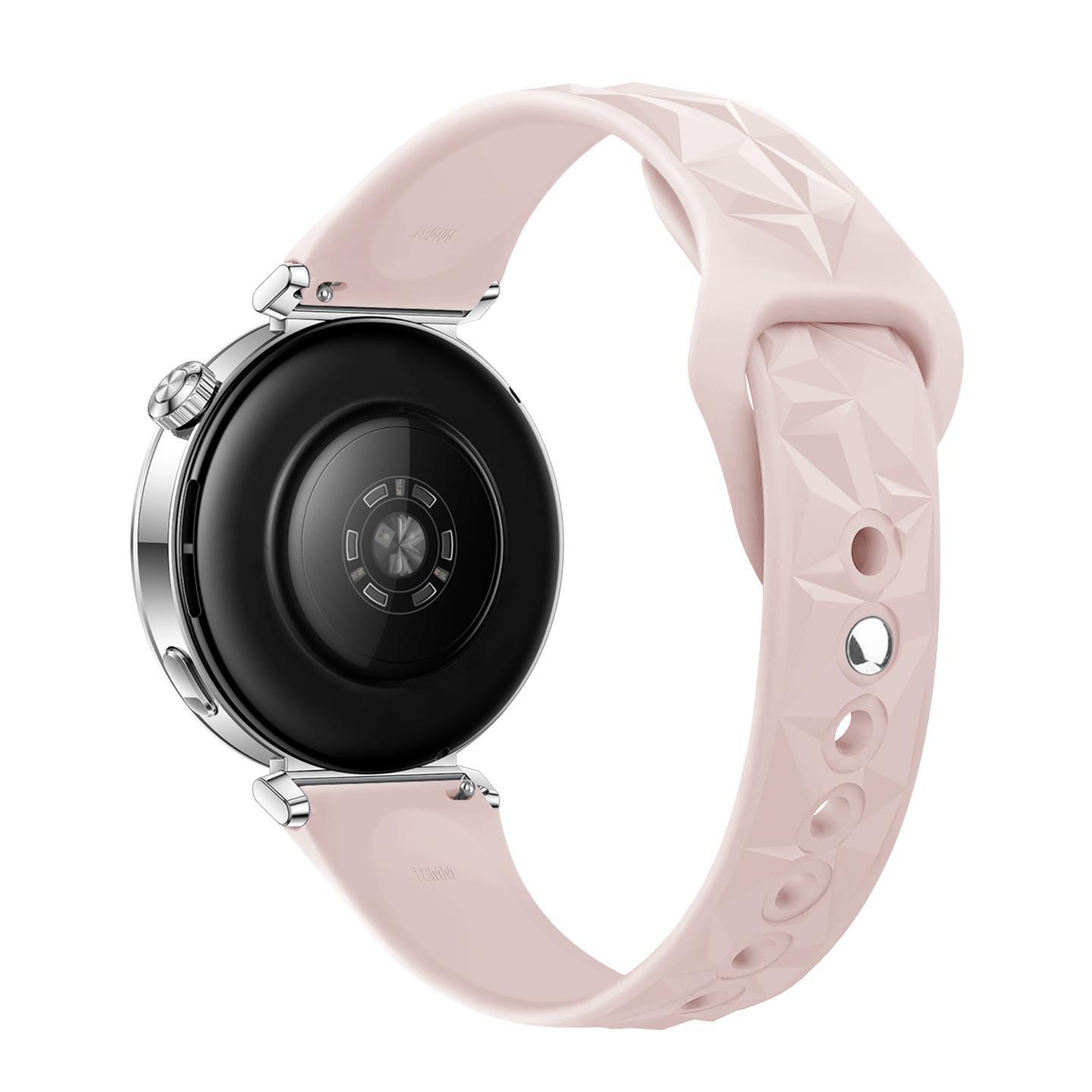 18mm Slim Silicone Watch Band With Reverse Buckle Ice Crystal Adjustable Replacement Strap 15