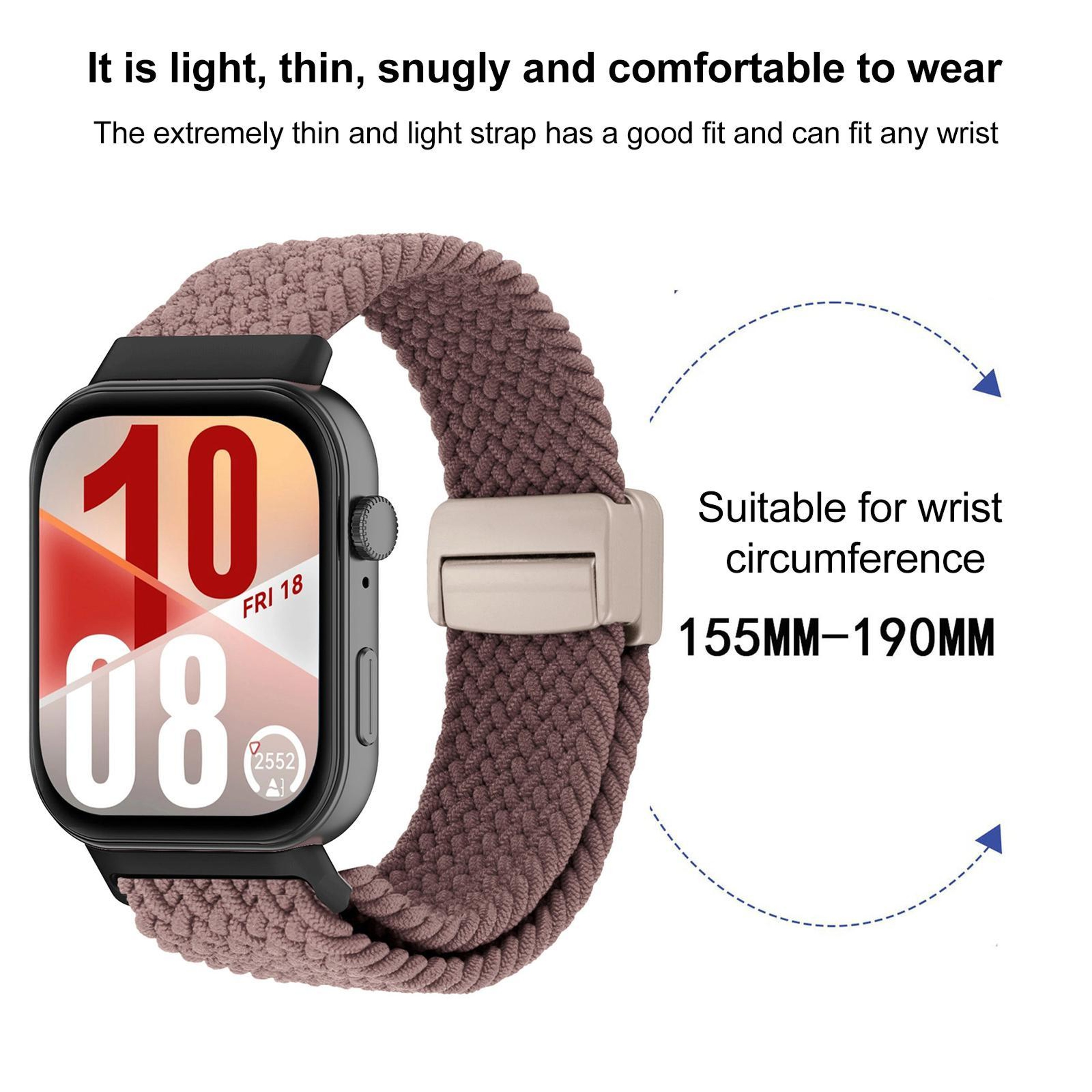 Huawei Watch Fit 5 Fit 5 Pro Fit 4 Magnetic Nylon Watch Band Breathable Adjustable Woven Strap 8