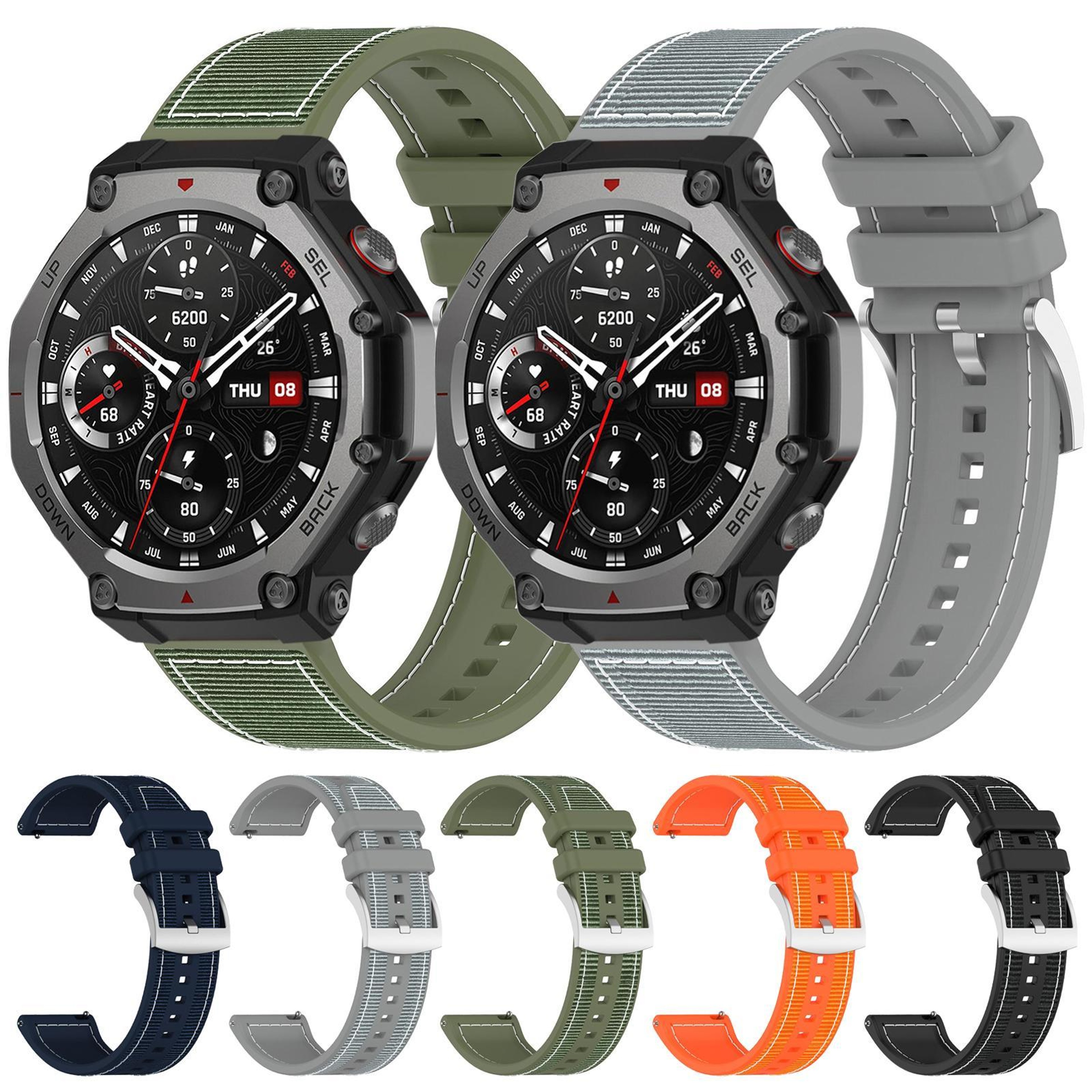Amazfit T Rex 3 Hybrid Nylon Silicone Watch Band 22mm Adjustable Replacement Strap 1