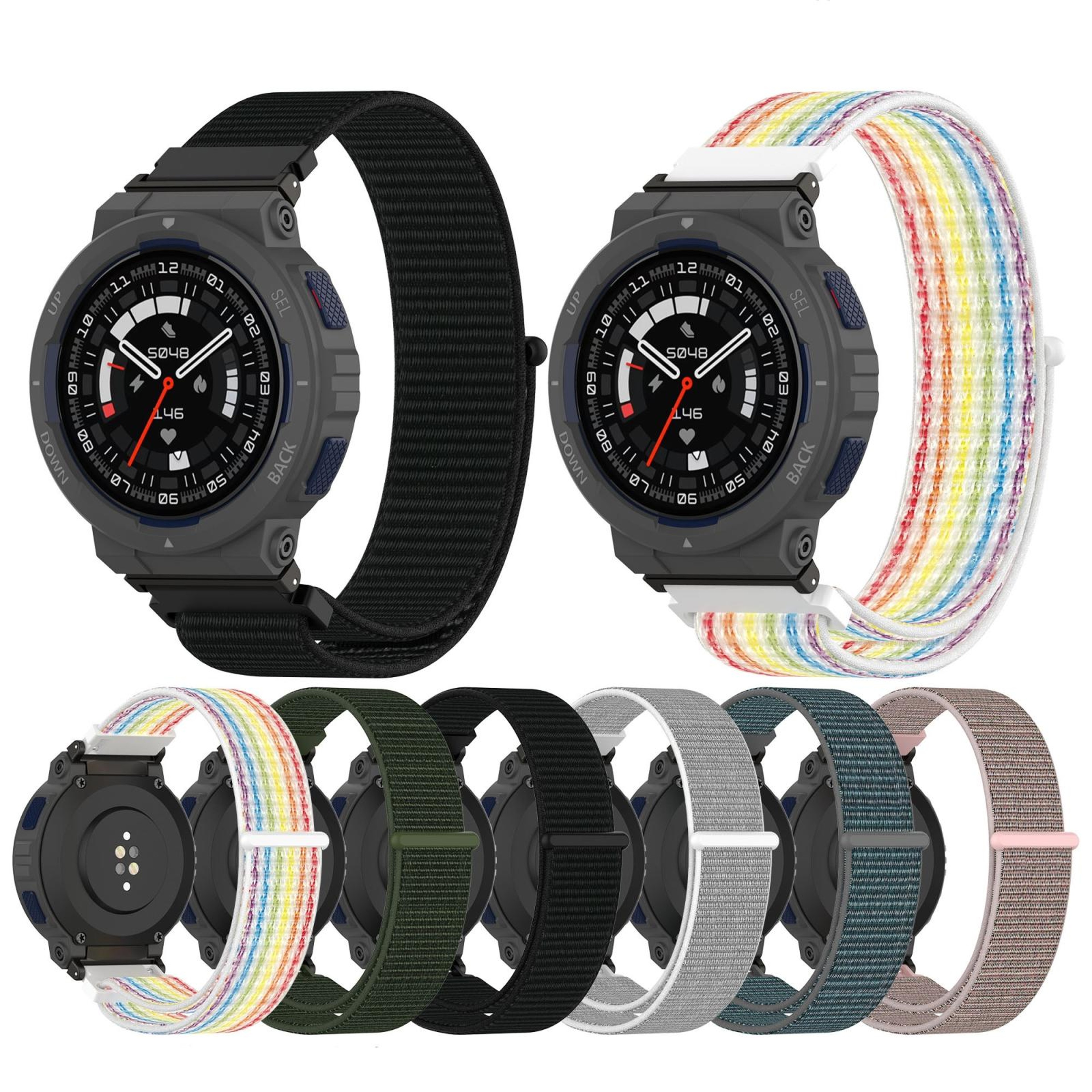 For Amazfit Active Edge Nylon Watch Band Breathable Hook and Loop Strap Replacement – view 5