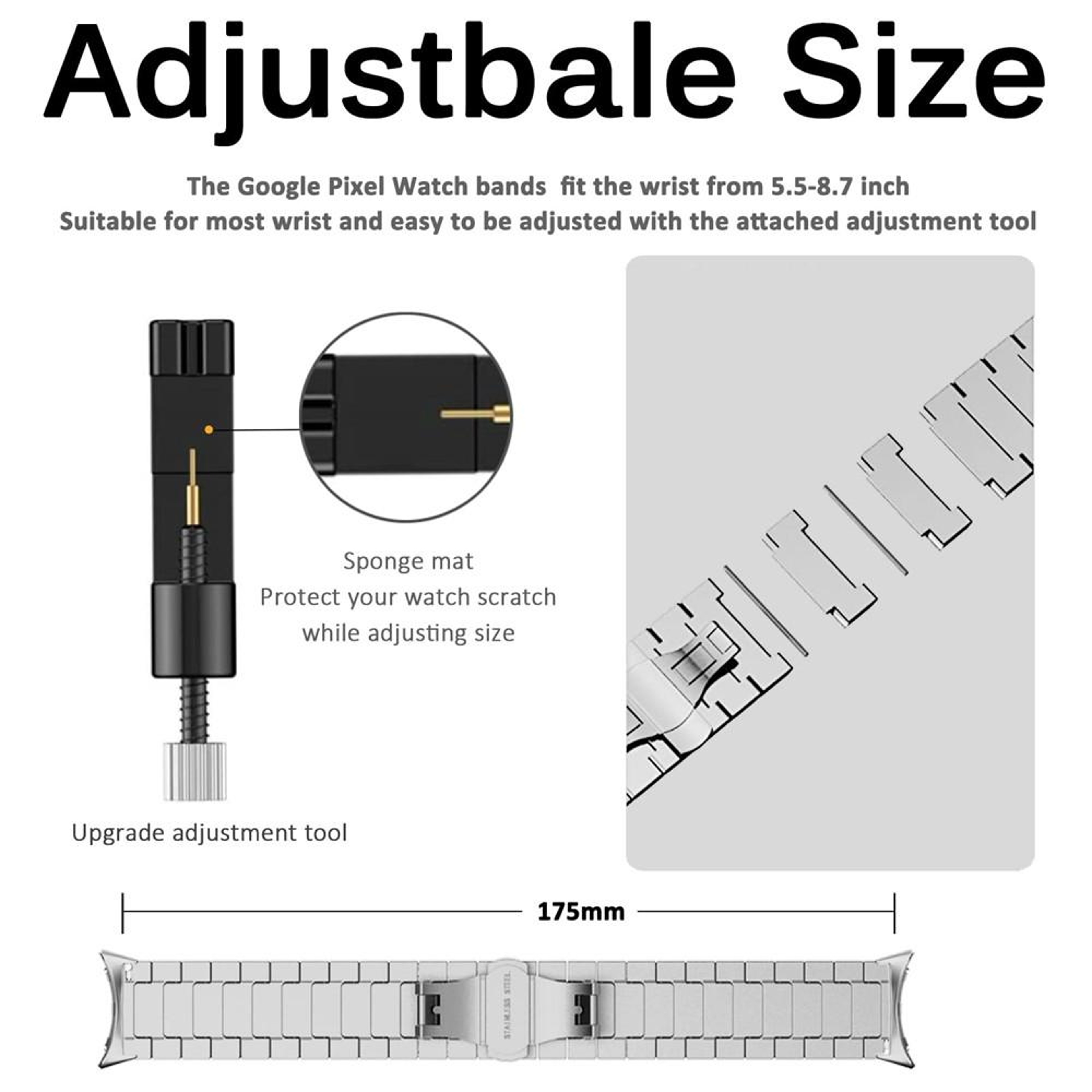 Google Pixel Watch 4 3 2 1 41mm Stainless Steel Watch Band With Butterfly Buckle 2
