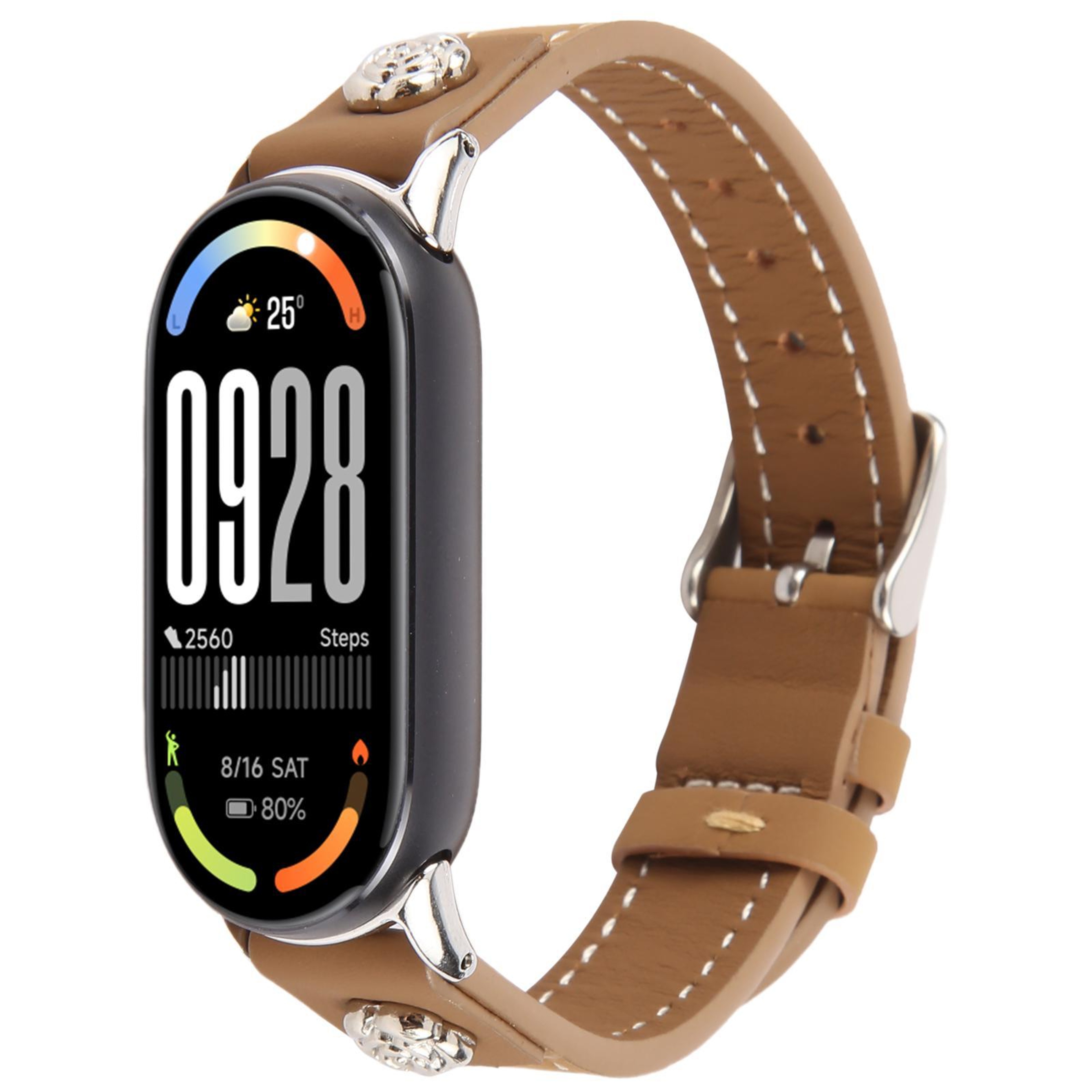 Xiaomi Smart Band 10 9 8 Leather Watch Band Rivet Camellia Microfiber Replacement Strap 4
