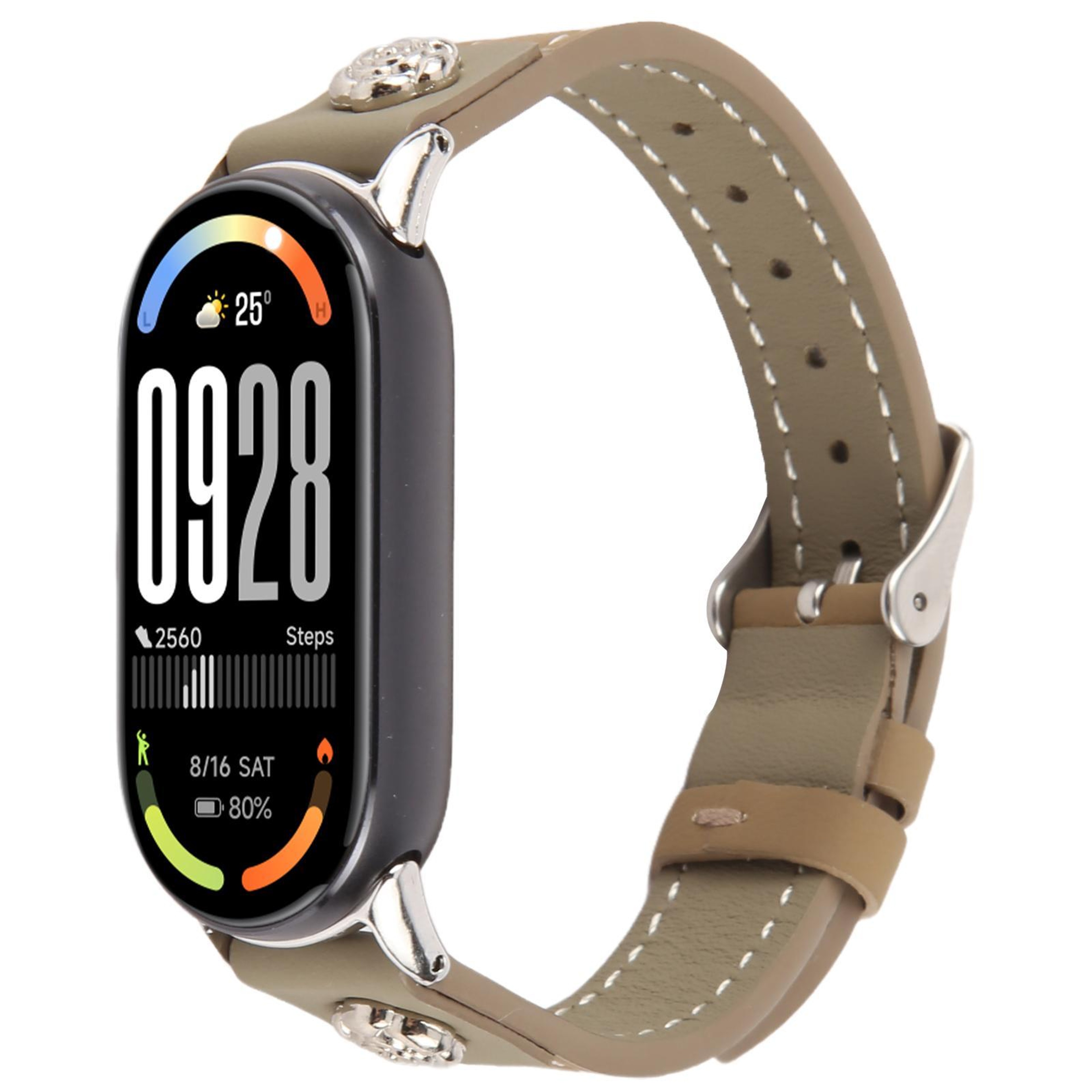 Xiaomi Smart Band 10 9 8 Leather Watch Band Rivet Camellia Microfiber Replacement Strap 8