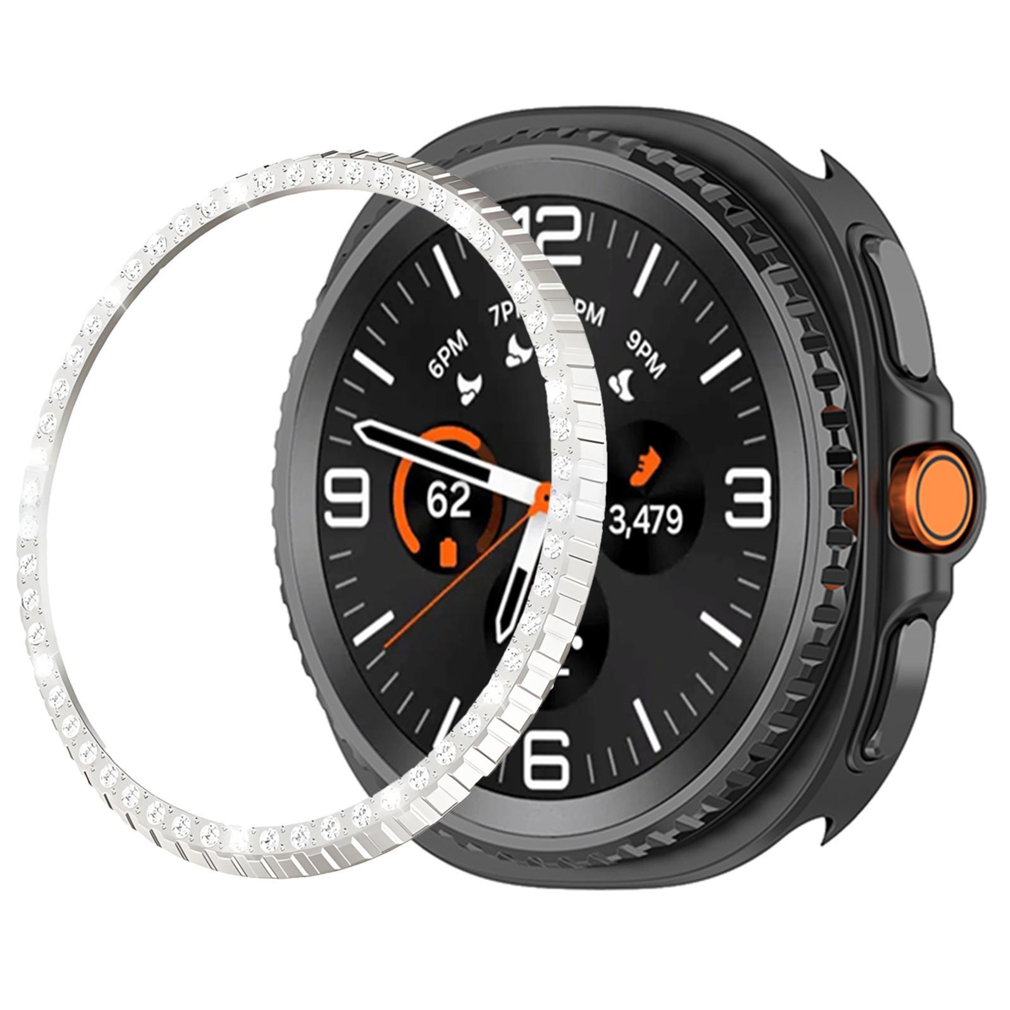Samsung Galaxy Watch8 Classic 46mm Diamond Bezel Ring Metal Watch Protection Ring Cover 3