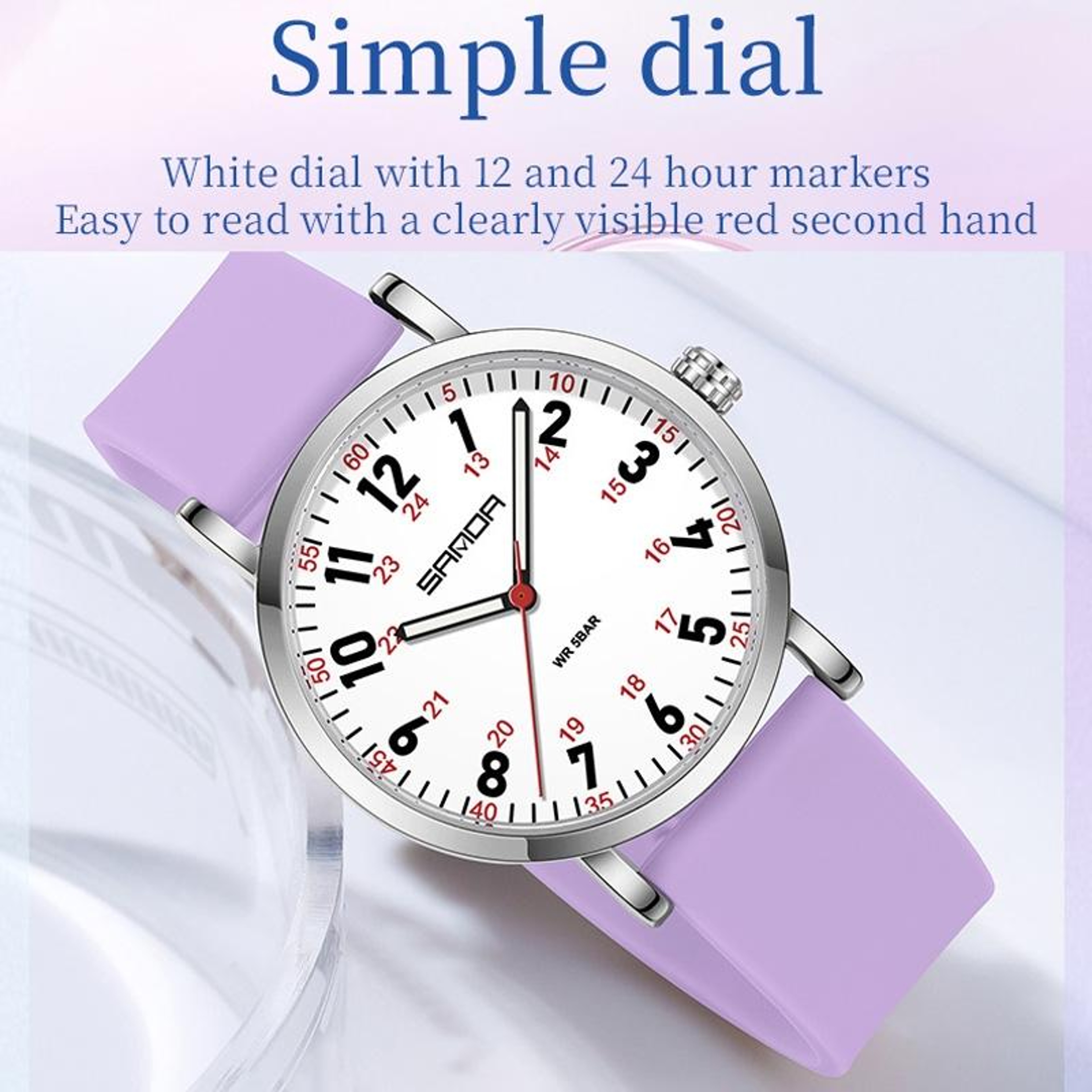SANDA Womens Quartz Watch Minimalist Casual Water Resistant Watch With Soft Silicone Strap 4