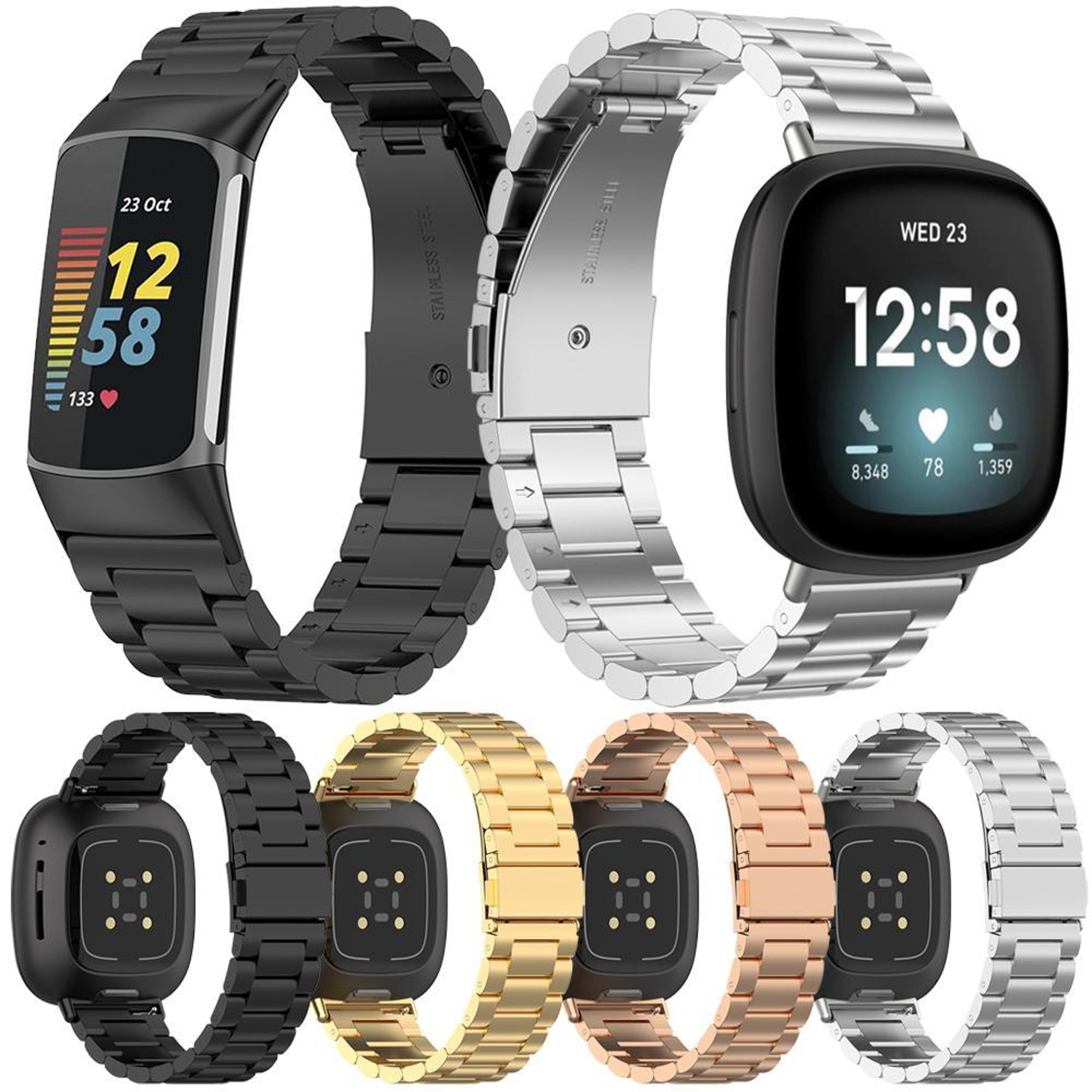 12mm Quick Release Metal Watch Band Three Bead Adjustable Replacement Watch Strap 2