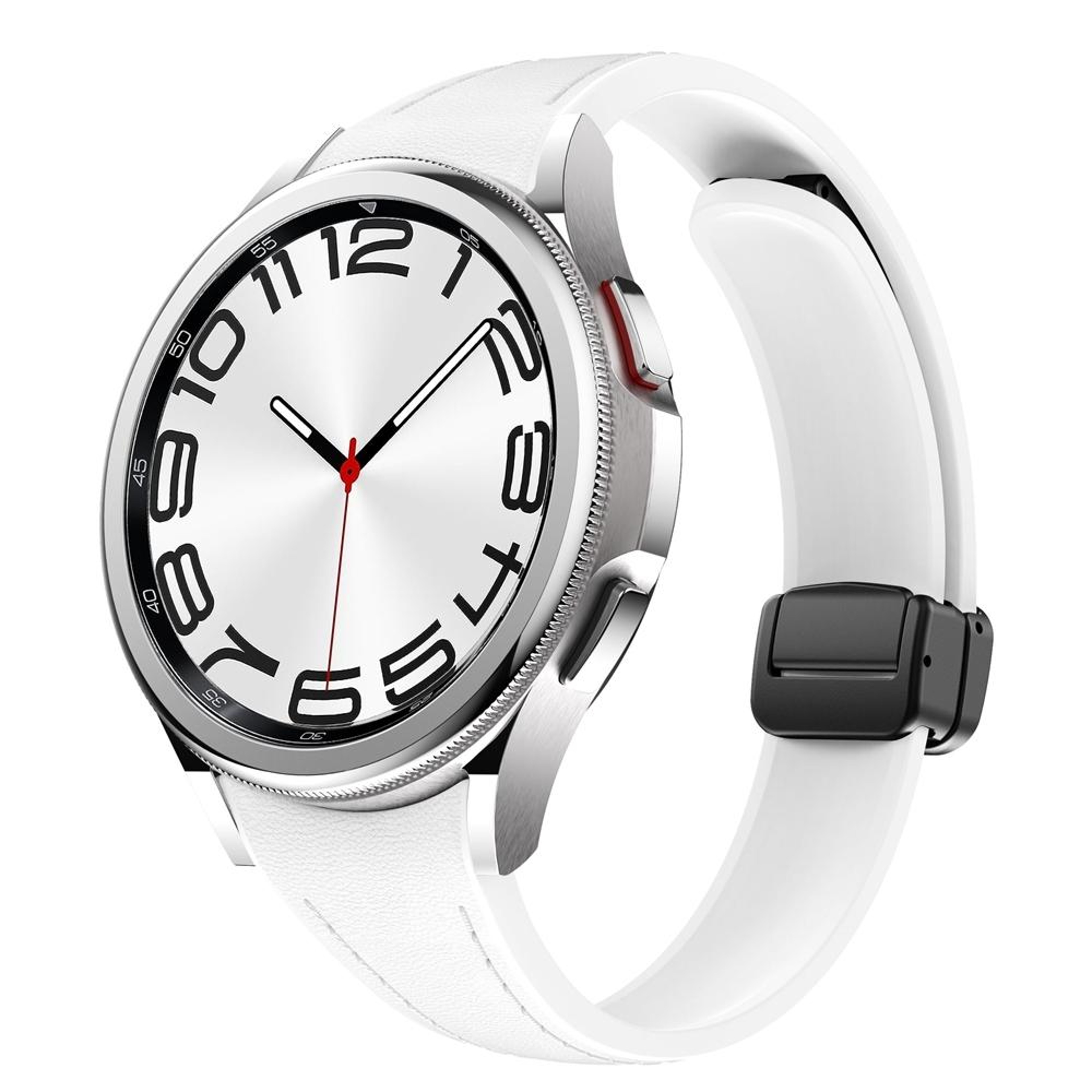 Samsung Galaxy Watch6 Magnetic Leather Watch Band Slim Silicone Watch Strap With Black Buckle 3