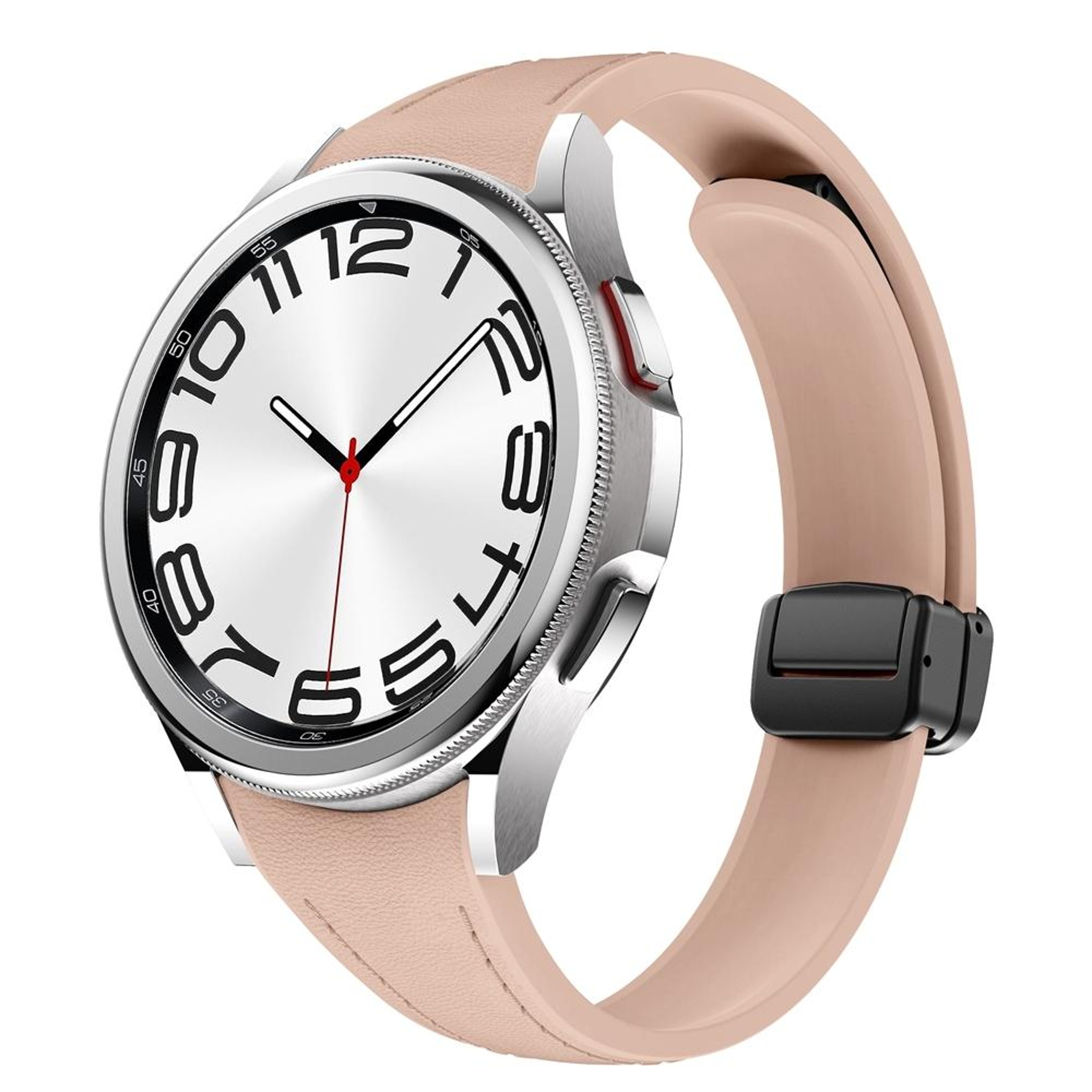 Samsung Galaxy Watch6 Magnetic Leather Watch Band Slim Silicone Watch Strap With Black Buckle 7