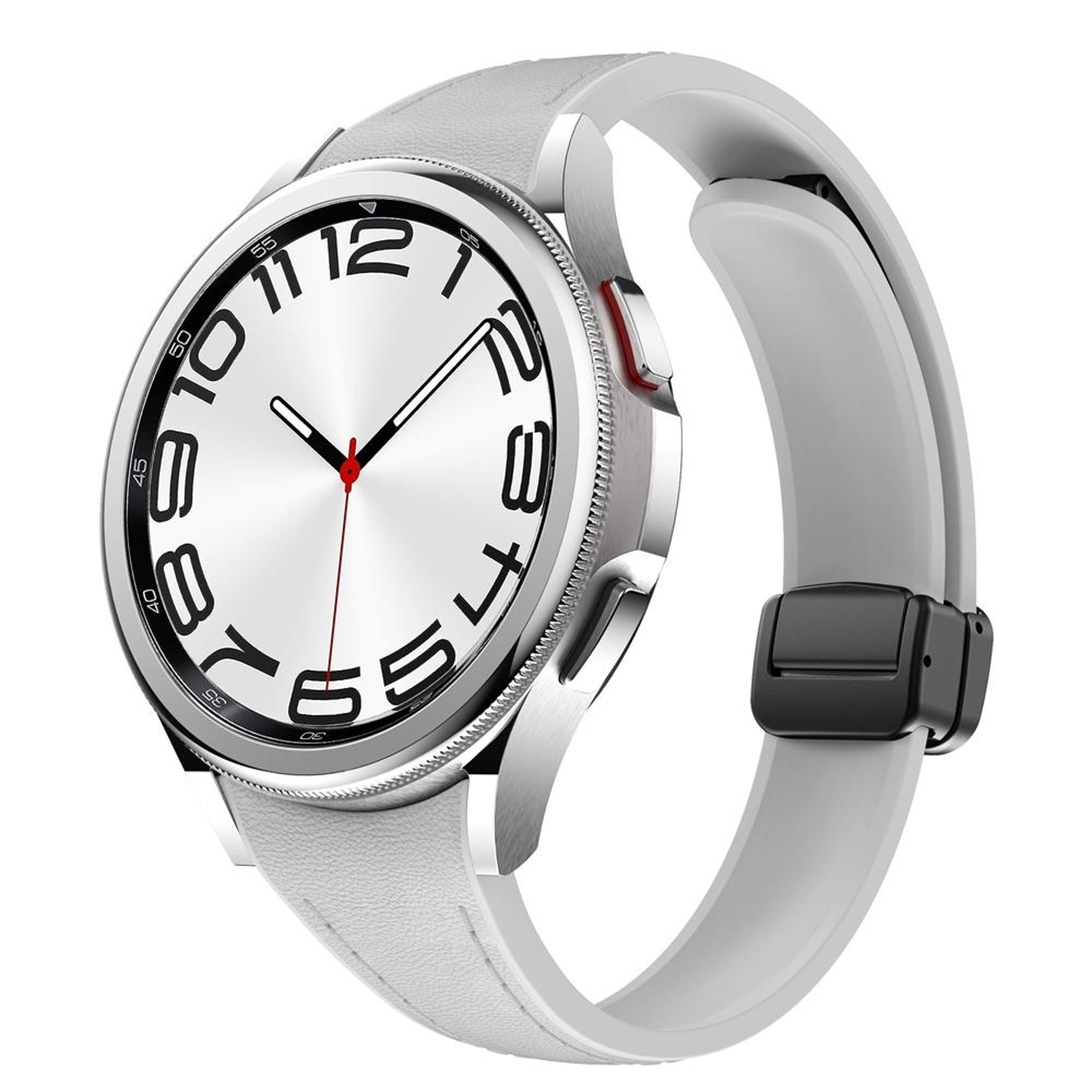 Samsung Galaxy Watch6 Magnetic Leather Watch Band Slim Silicone Watch Strap With Black Buckle 8