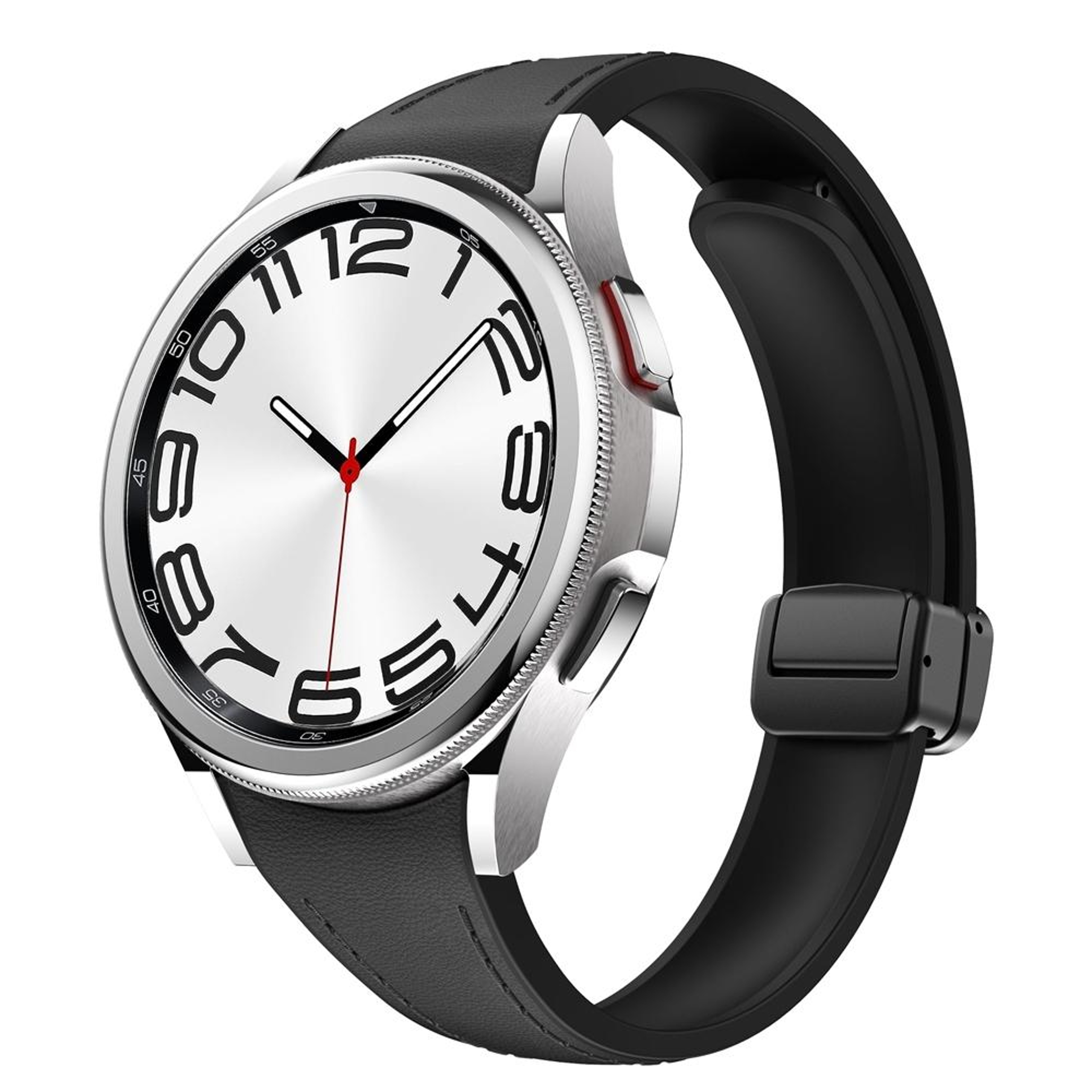 Samsung Galaxy Watch6 Magnetic Leather Watch Band Slim Silicone Watch Strap With Black Buckle 10