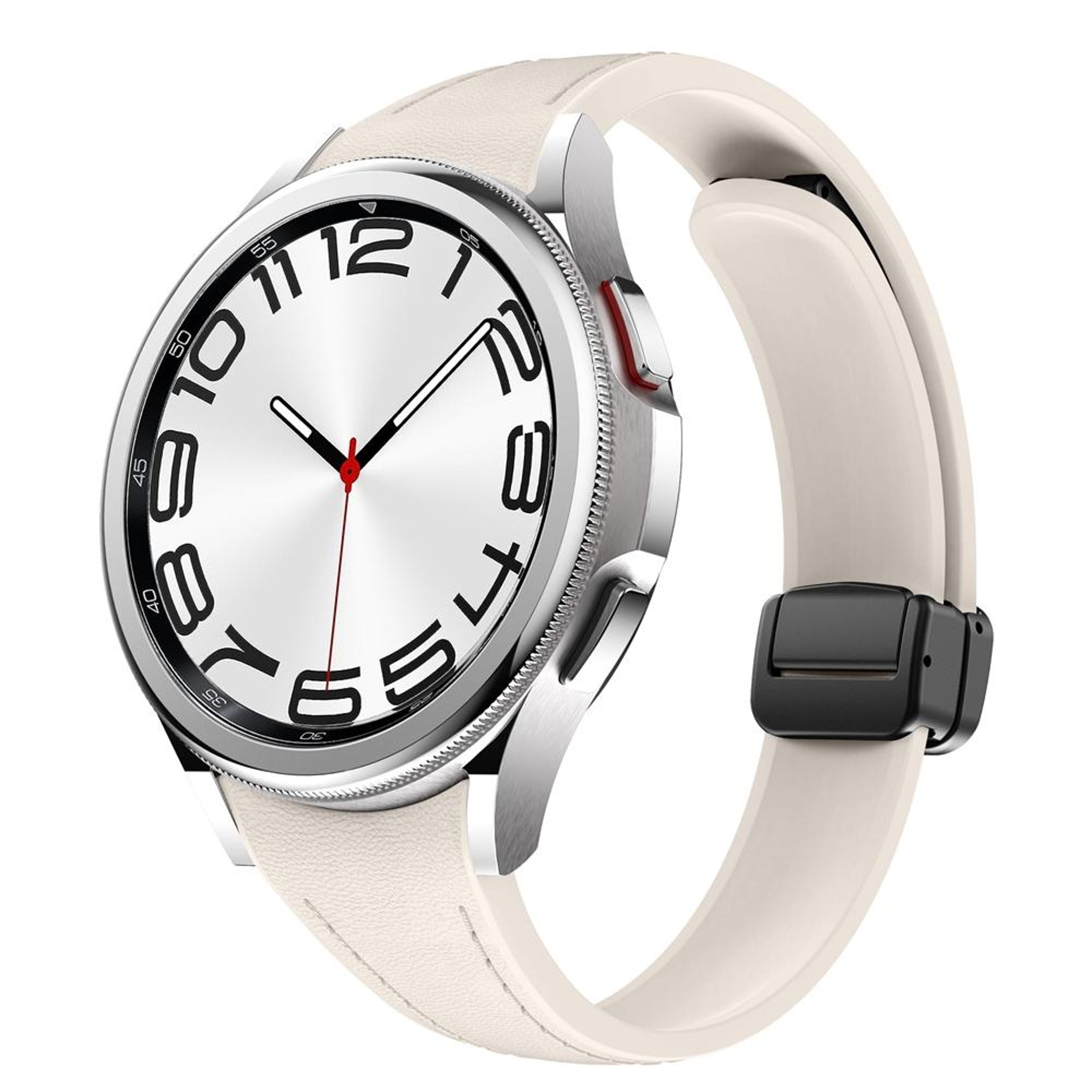 Samsung Galaxy Watch6 Magnetic Leather Watch Band Slim Silicone Watch Strap With Black Buckle 16