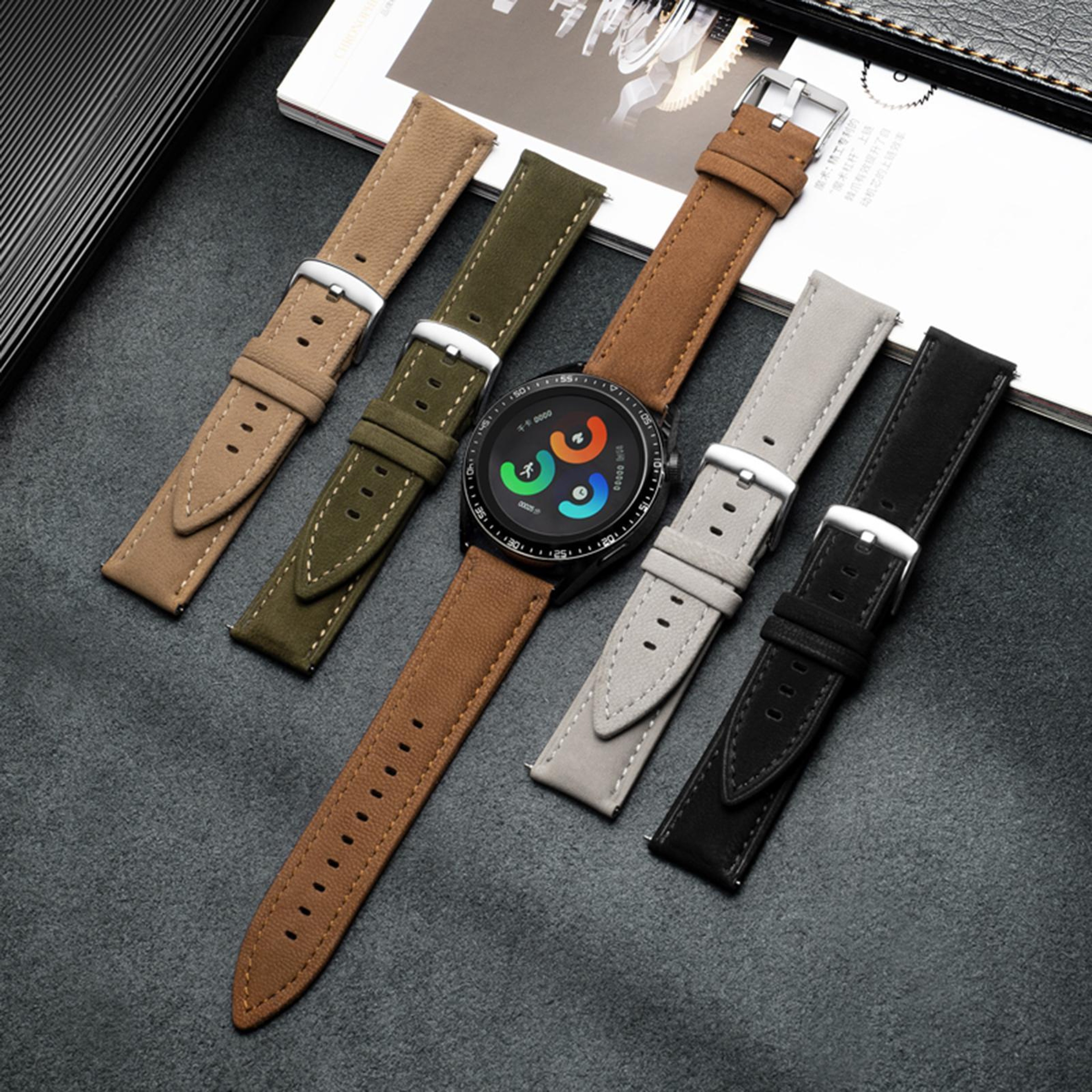 Genuine Leather Watch Strap Double Sided Plush Quick Release Replacement Watch Band – view 5